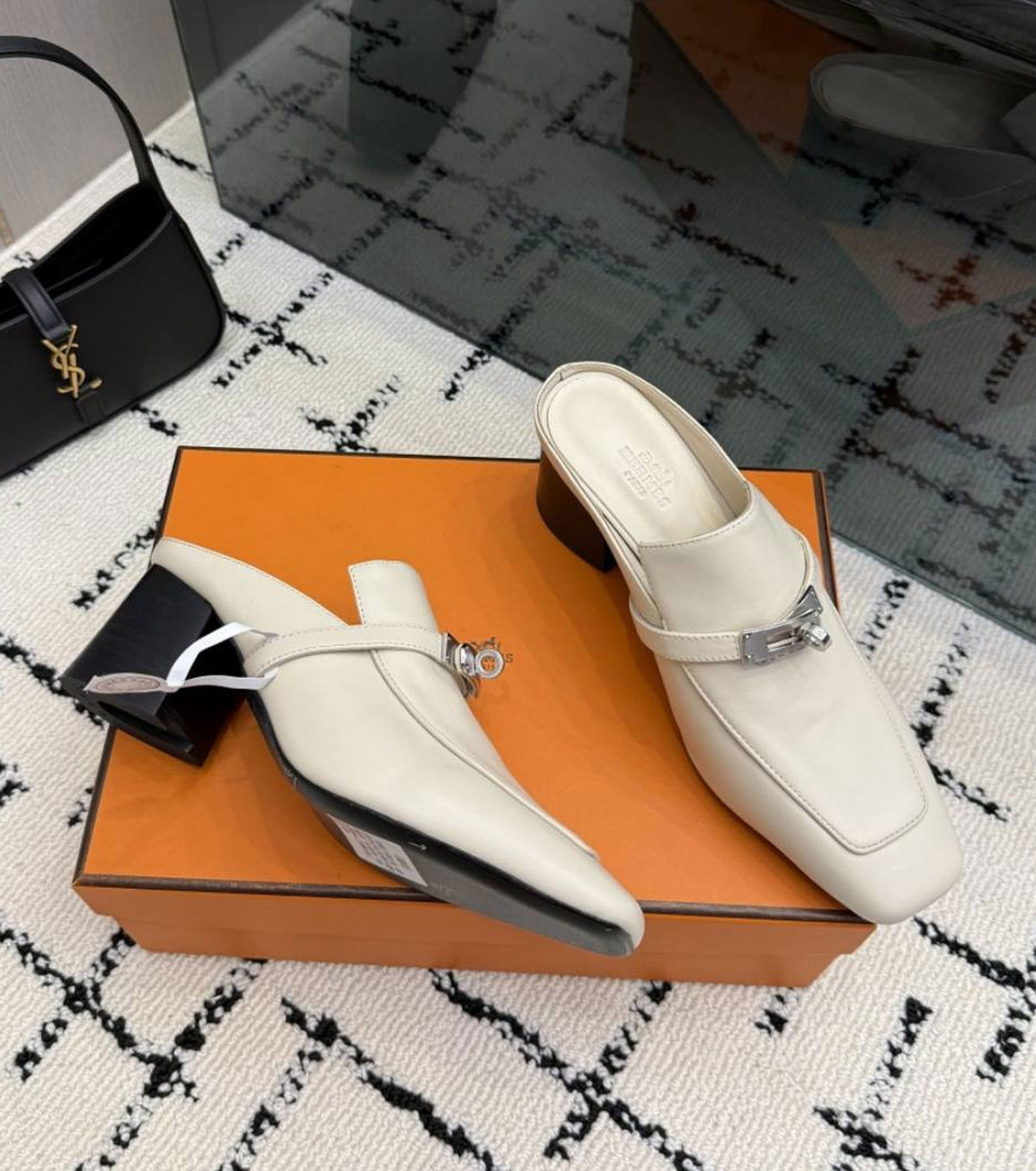Leather Blossom Mules