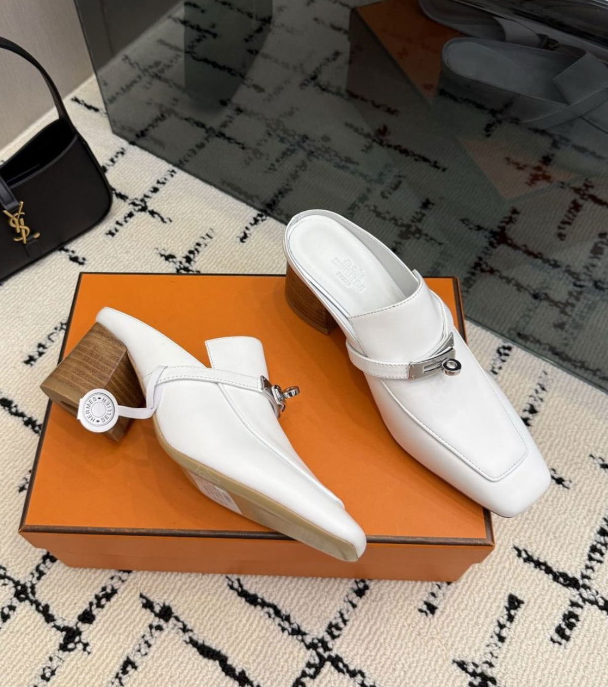 Leather Blossom Mules