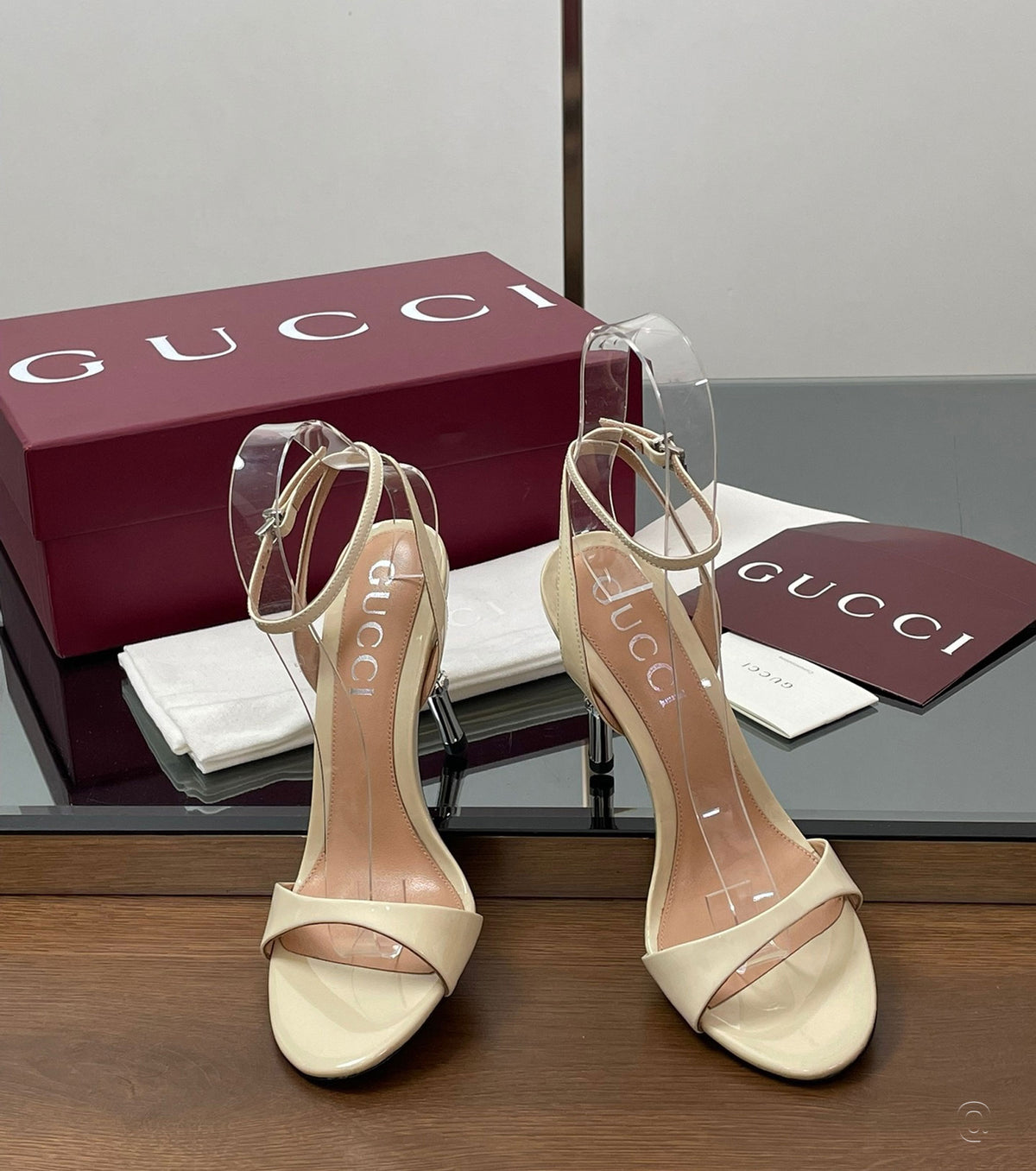 Bamboo-effect heel sandals