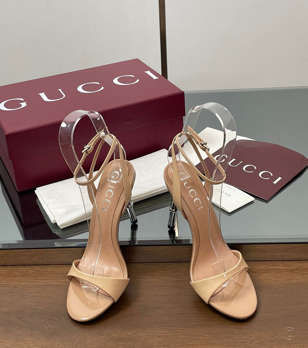 Bamboo-effect heel sandals