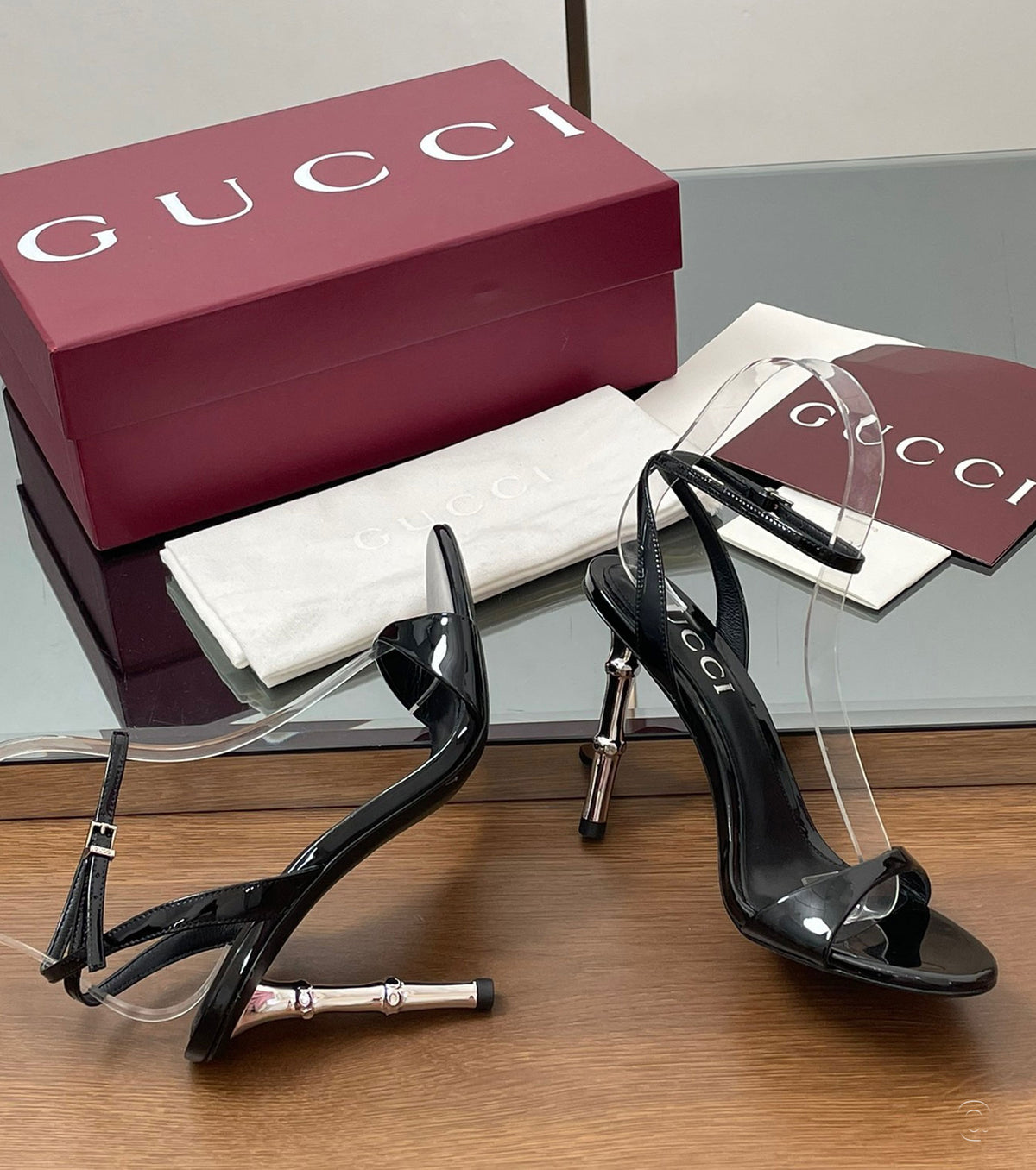 Bamboo-effect heel sandals