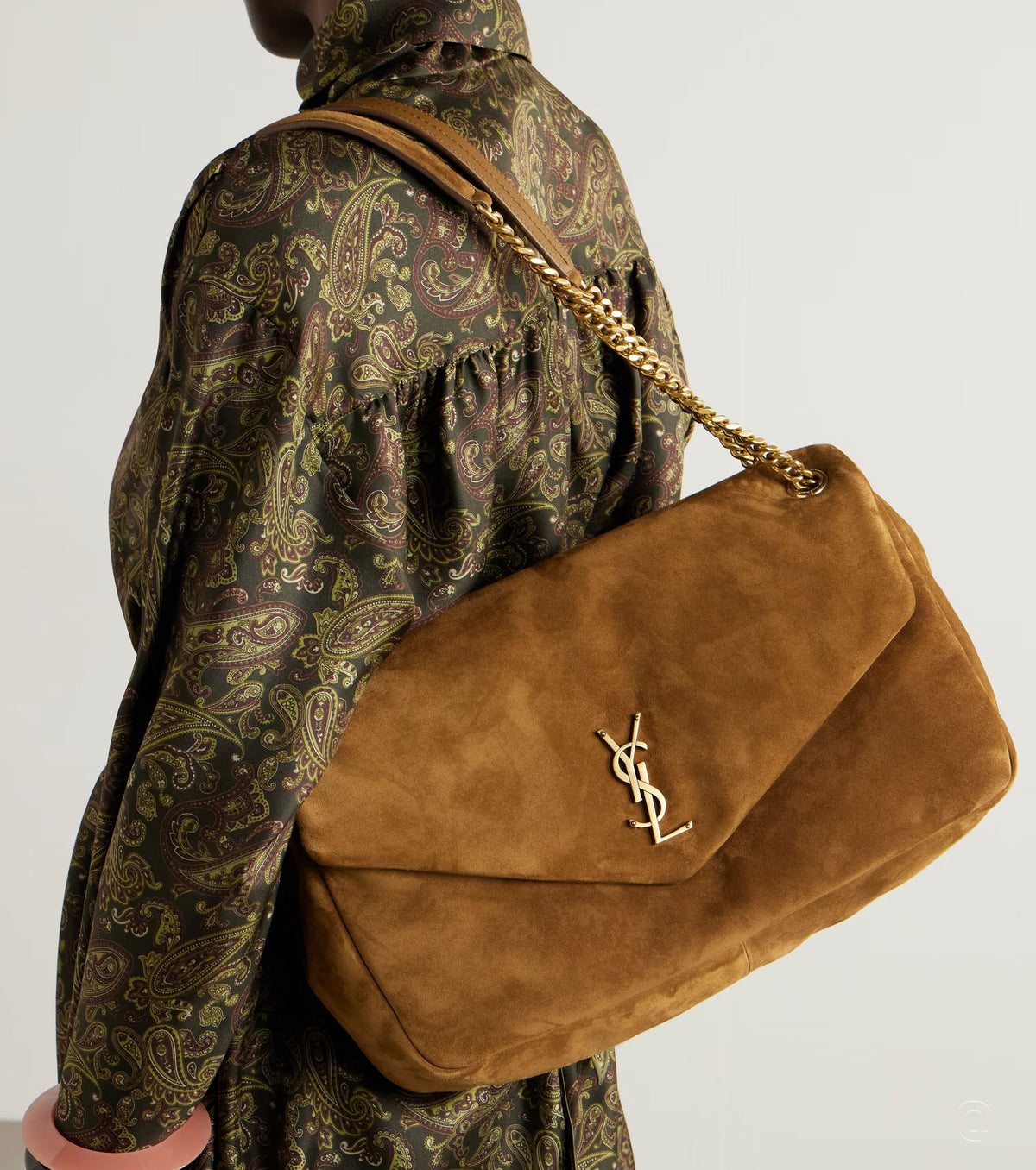 Calypso Large padded suede shoulder bag