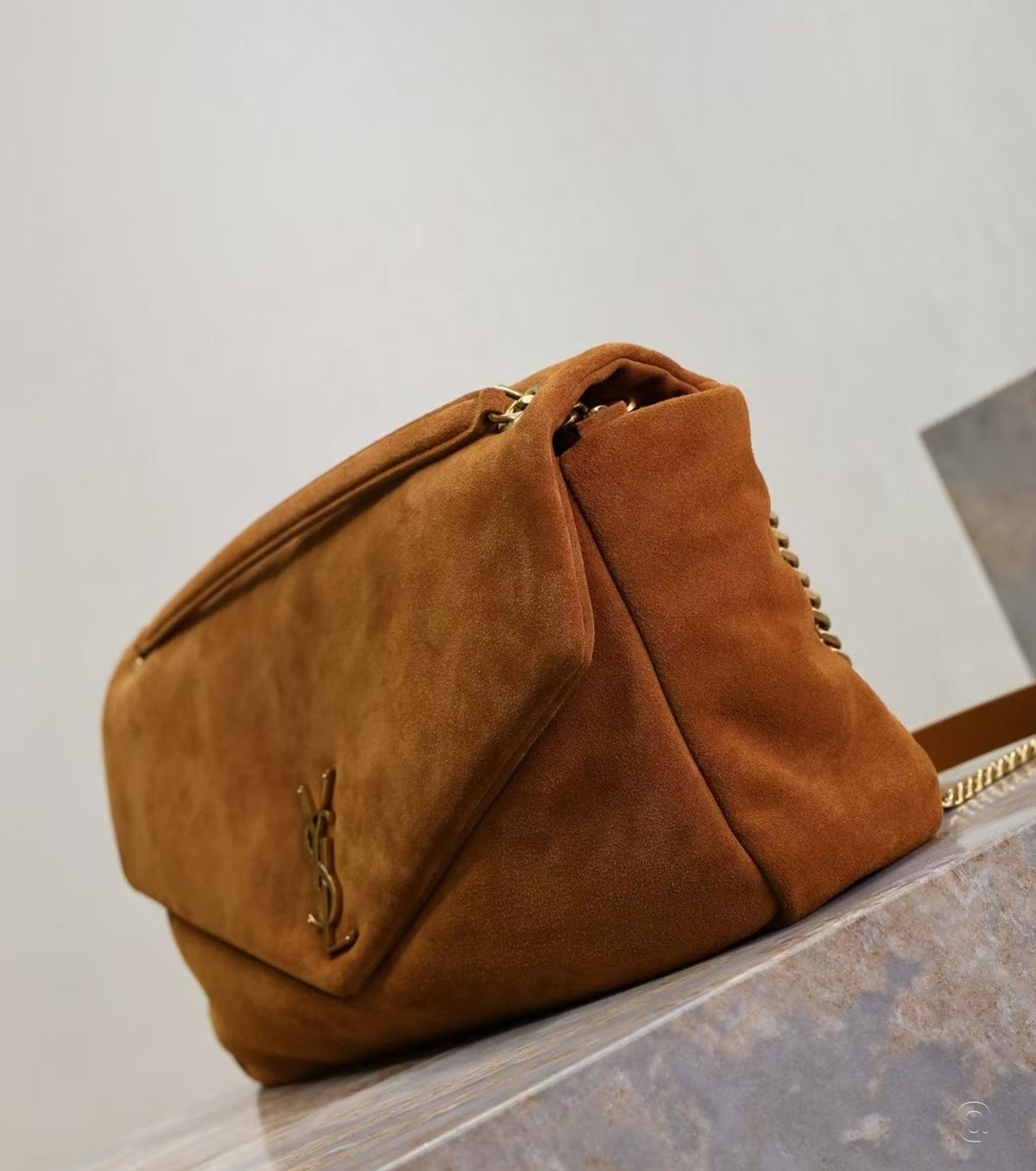 Calypso Large padded suede shoulder bag