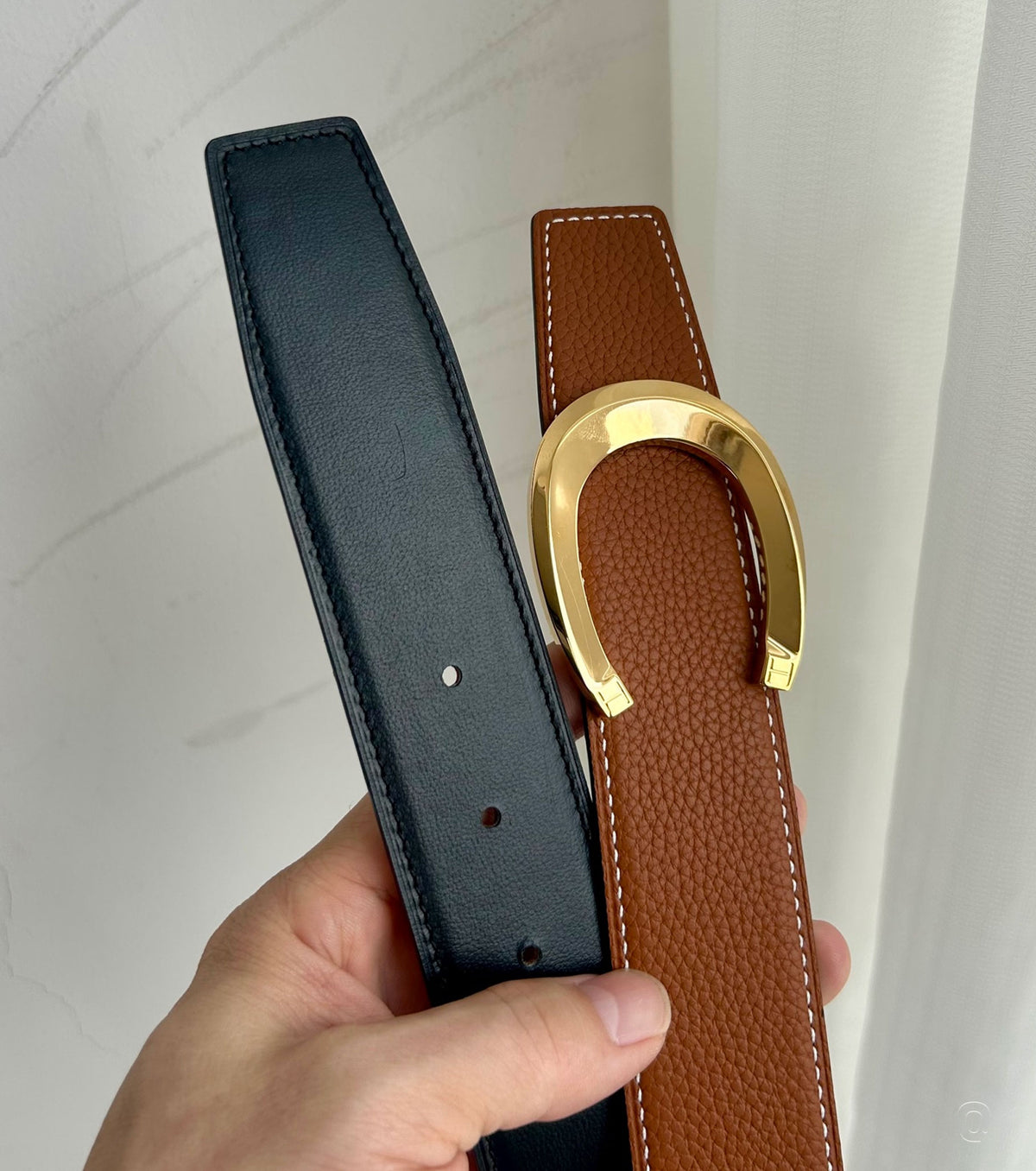 Luck belt buckle &amp; Reversible leather strap 38 mm