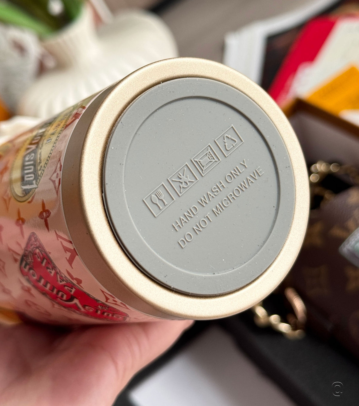 Monogram coffee cup and cup case