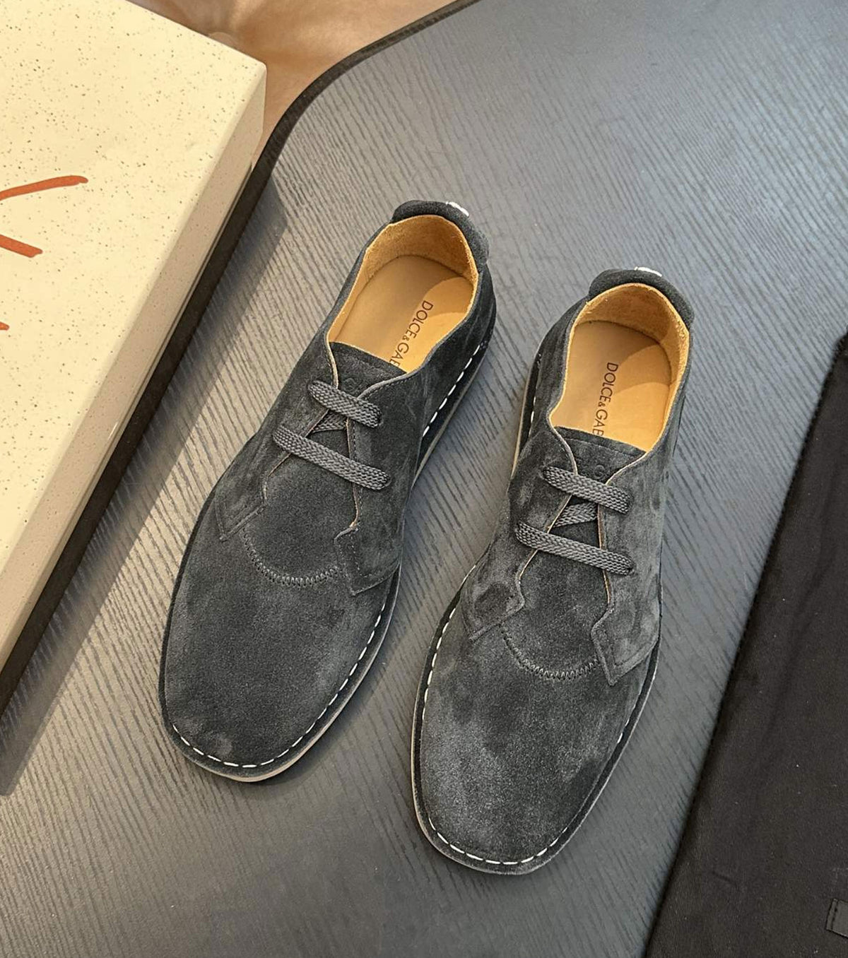 Logo-Tag Suede Derby Shoes