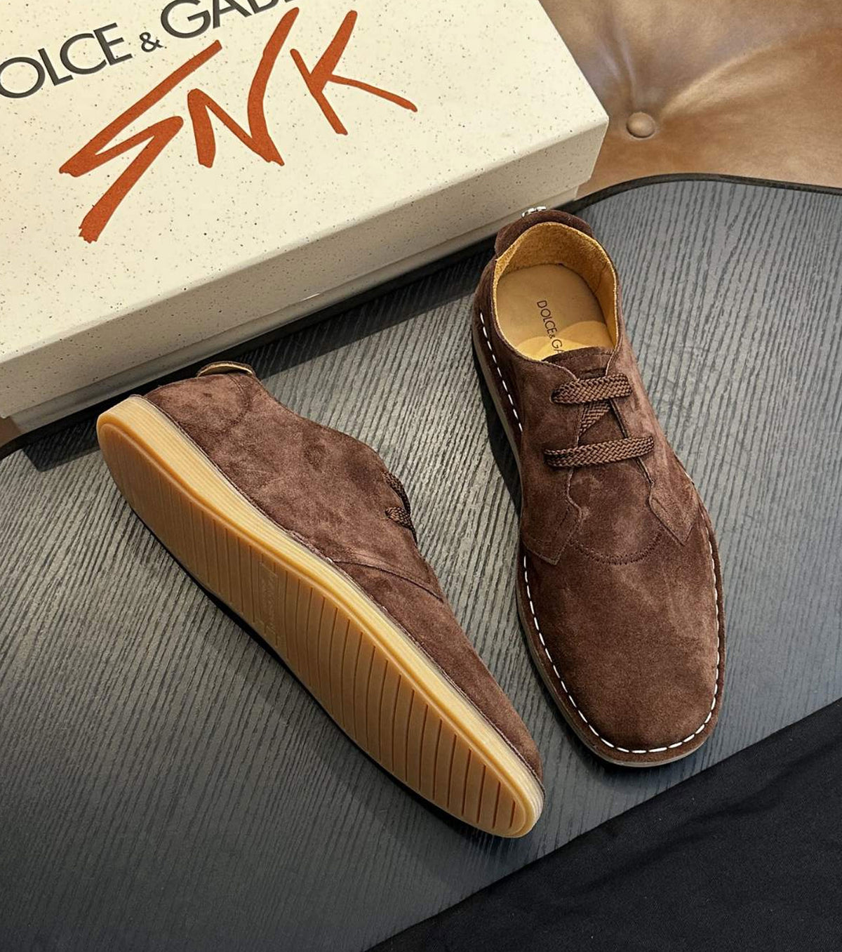 Logo-Tag Suede Derby Shoes