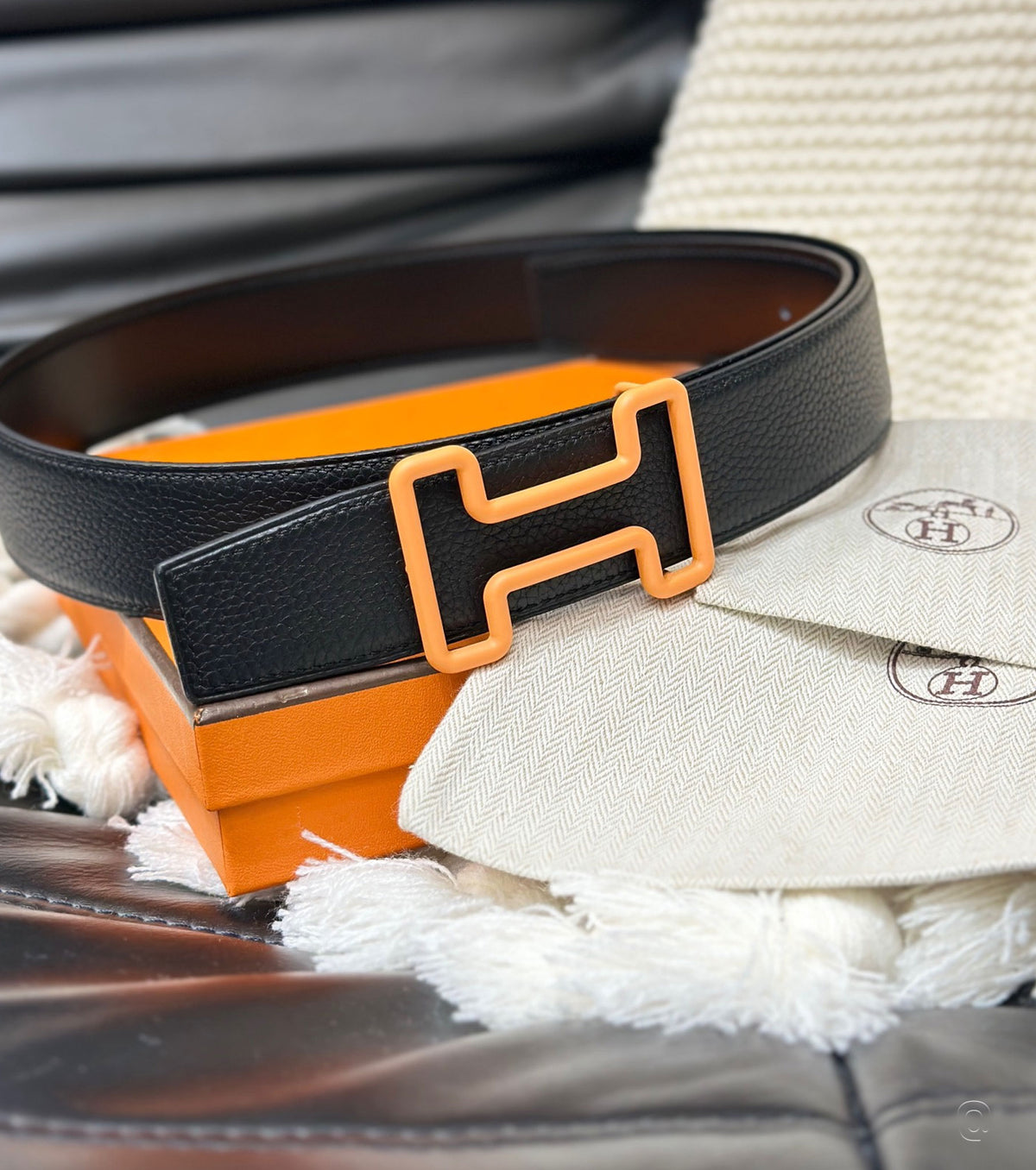 Tonight Color belt buckle &amp; Reversible leather strap 38 mm