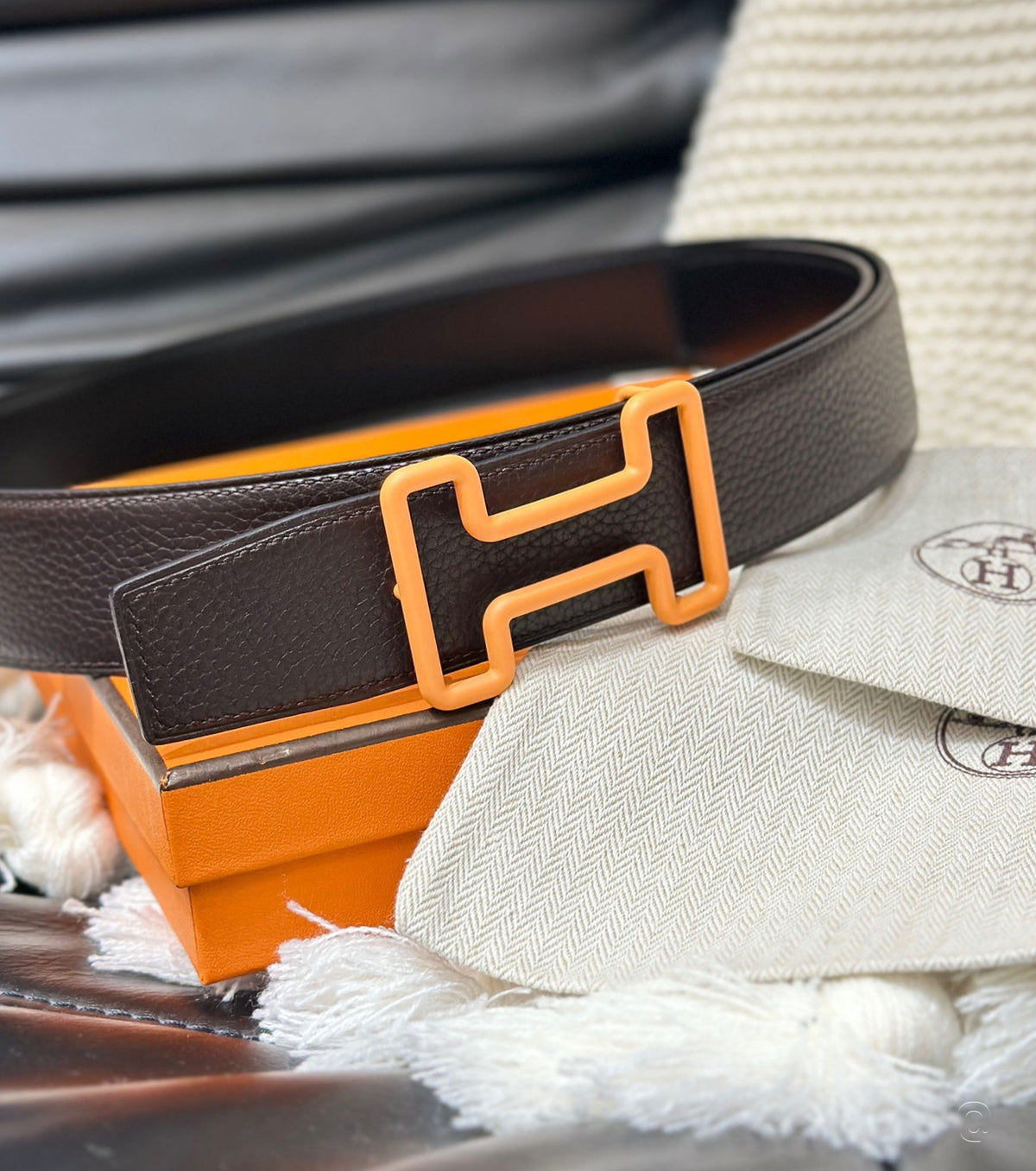 Tonight Color belt buckle &amp; Reversible leather strap 38 mm