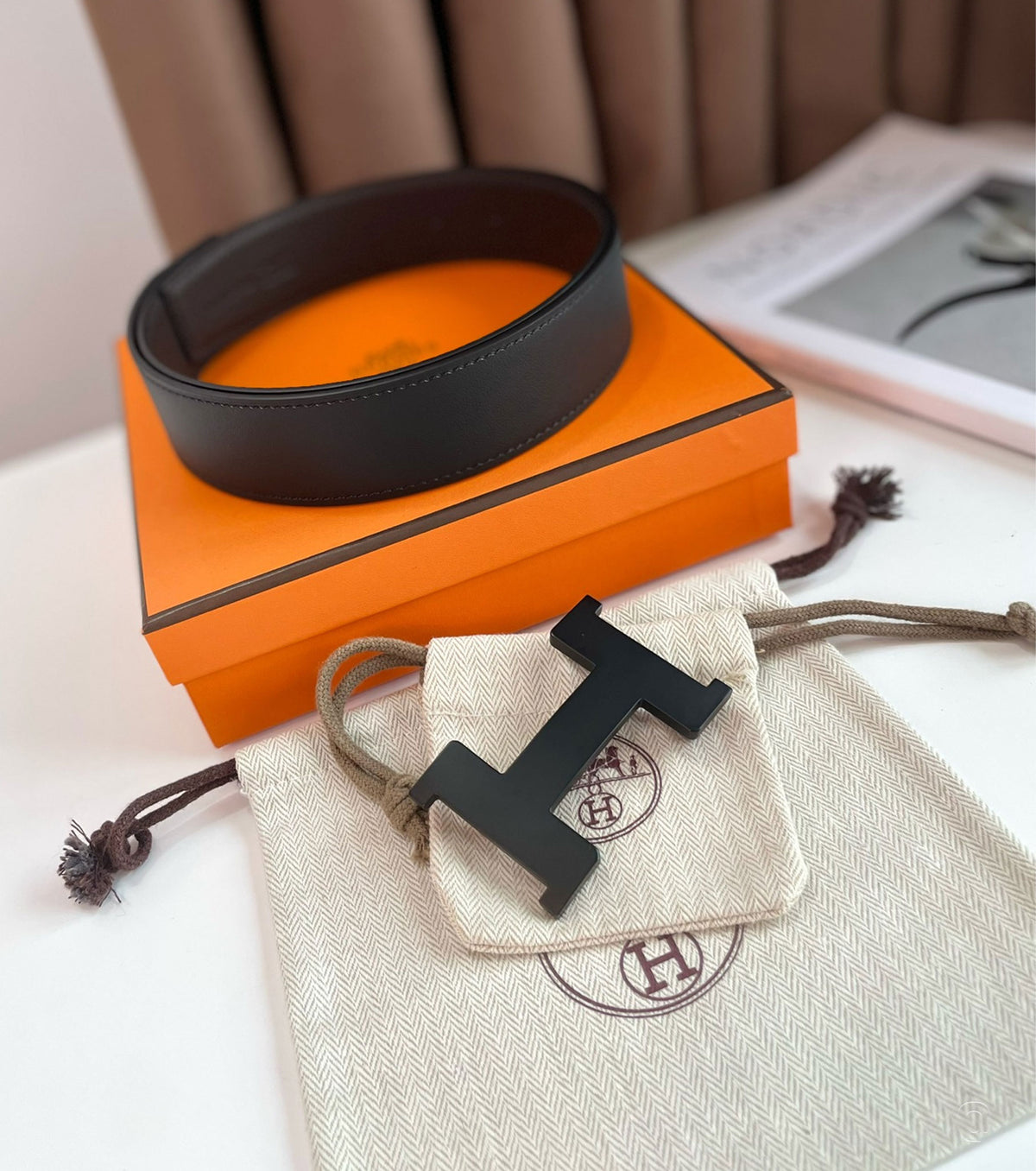 Катарама за колан Constance и двустранна кожена каишка 38 мм