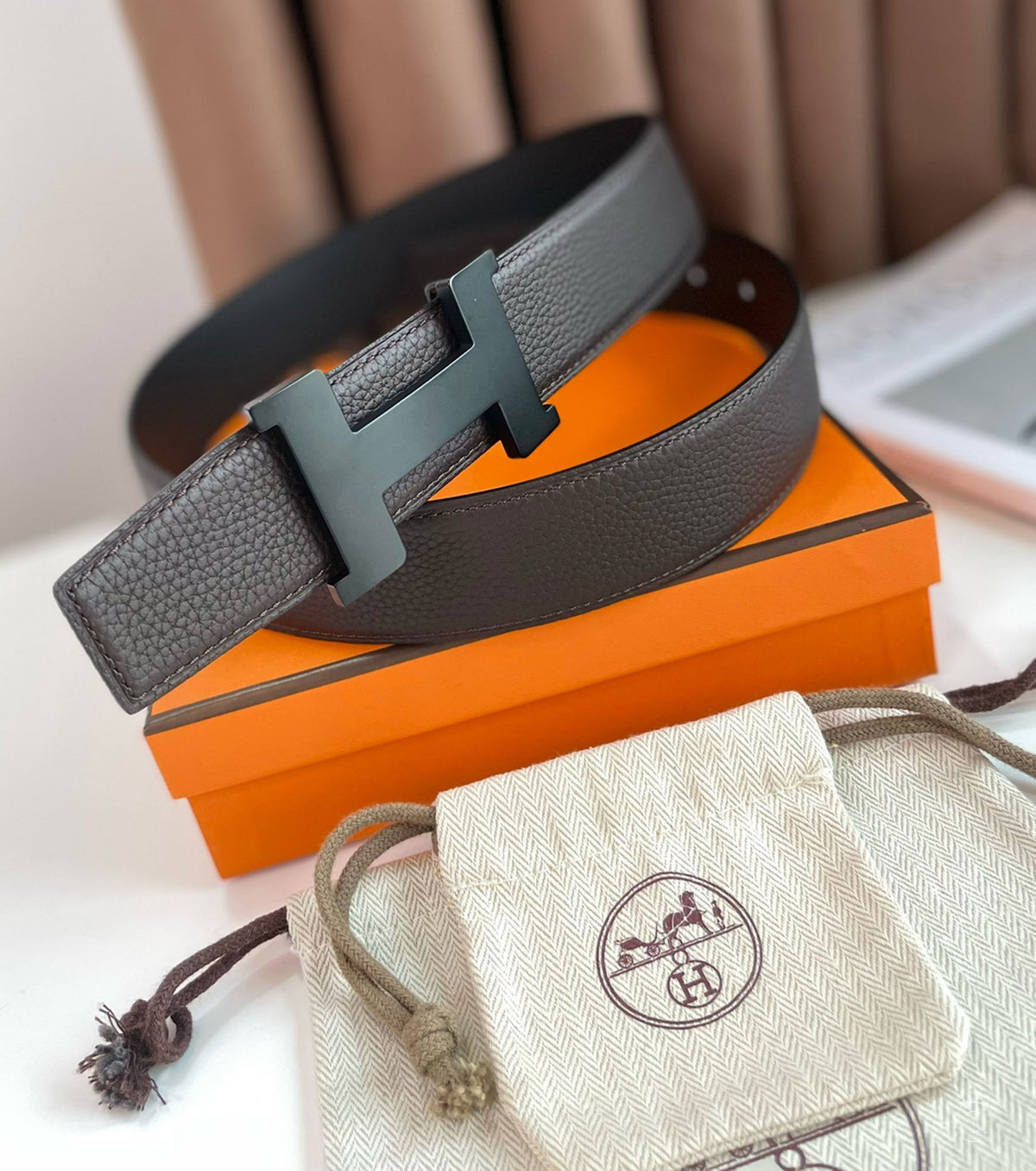 Катарама за колан Constance и двустранна кожена каишка 38 мм