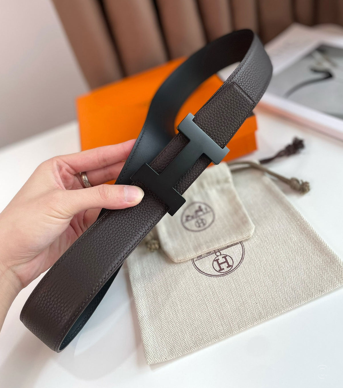 Катарама за колан Constance и двустранна кожена каишка 38 мм