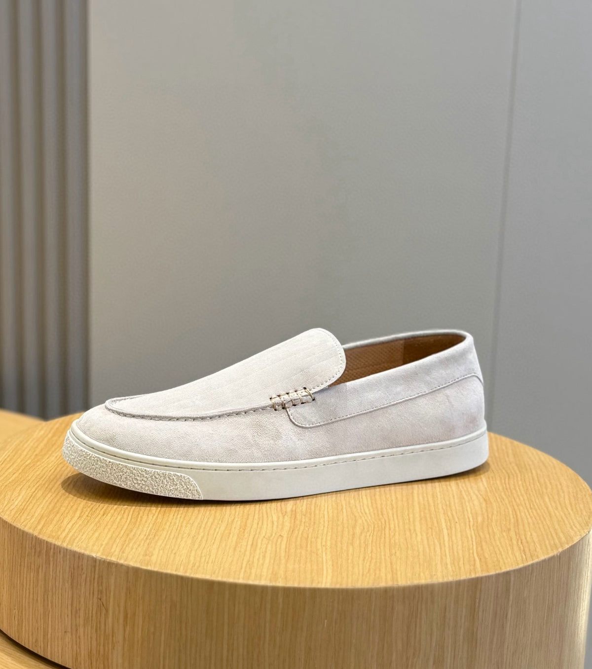 Chevron-effect suede loafers