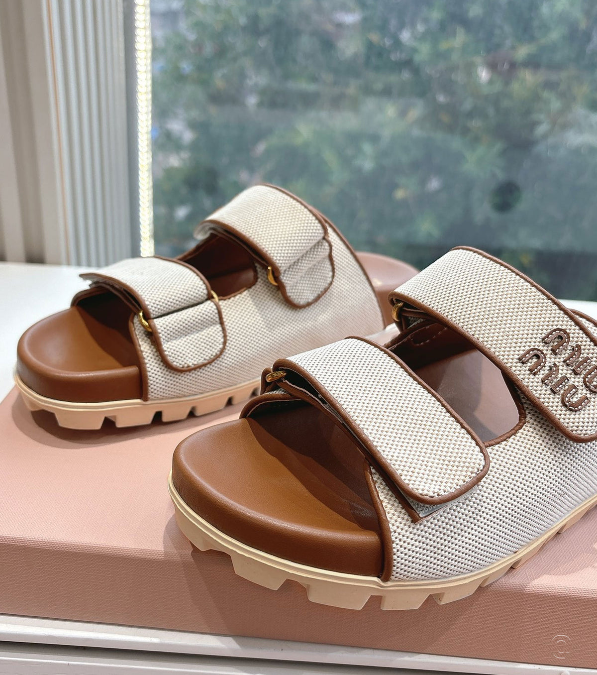 Canvas and Leather Sandals