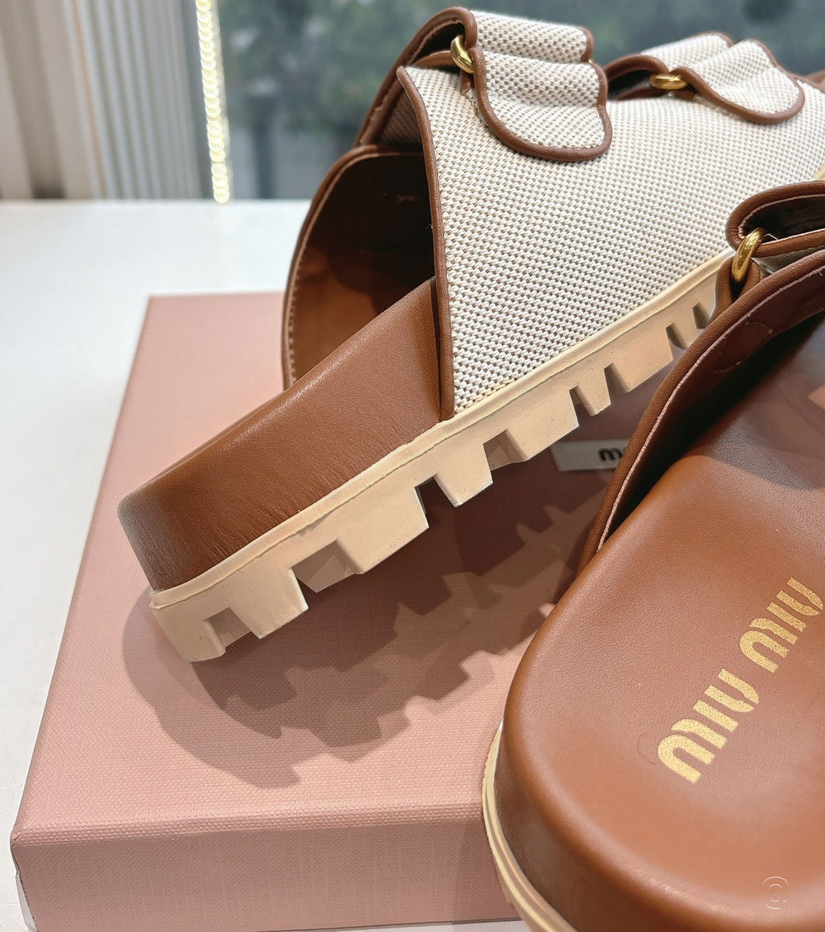 Canvas and Leather Sandals