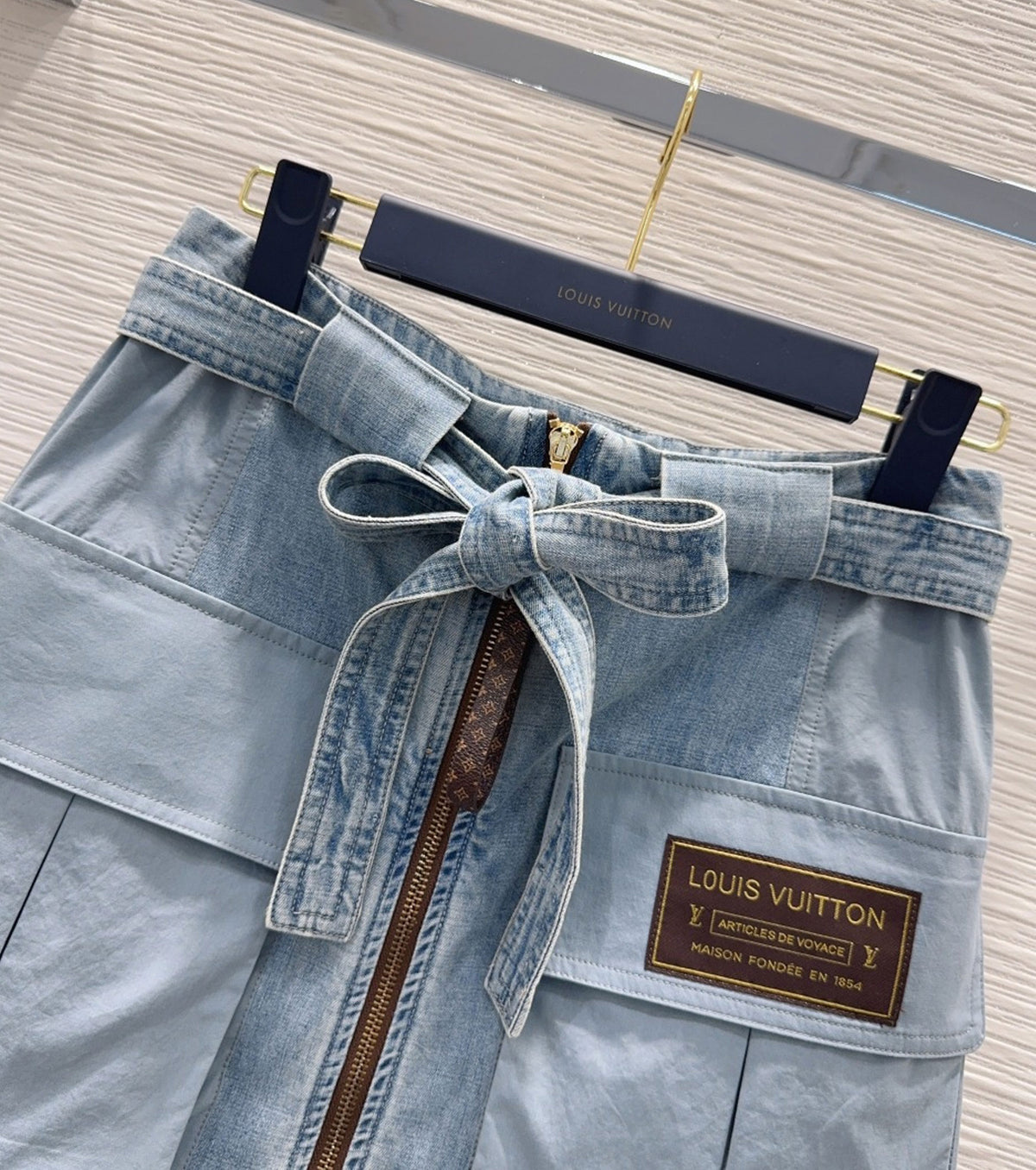 Utility Pocket Washed Denim Skirt