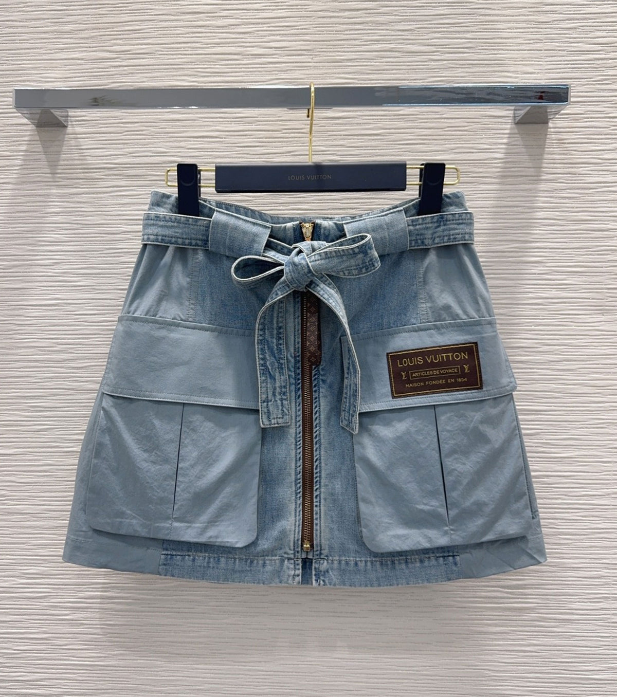 Utility Pocket Washed Denim Skirt