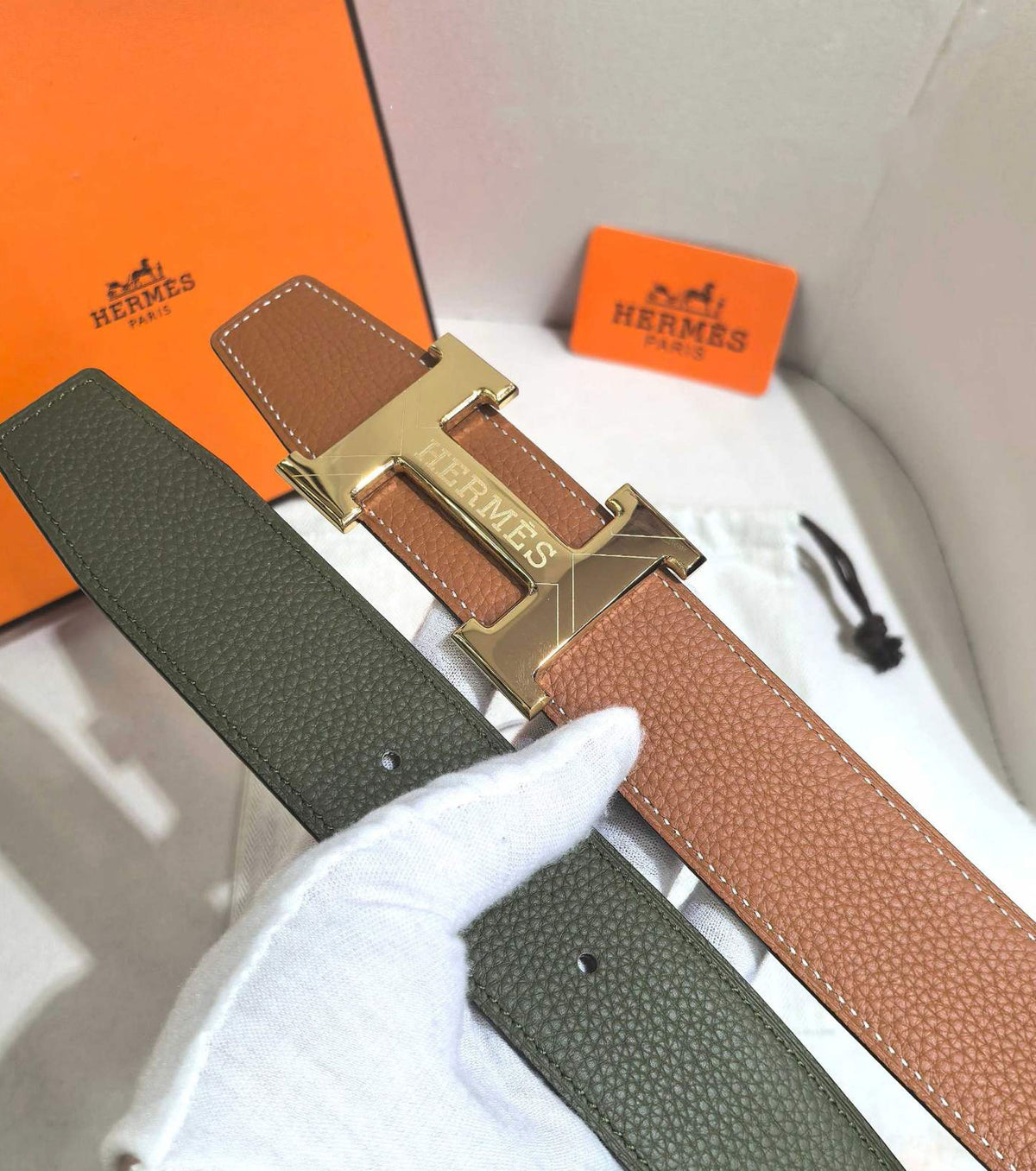 Reversible leather belt