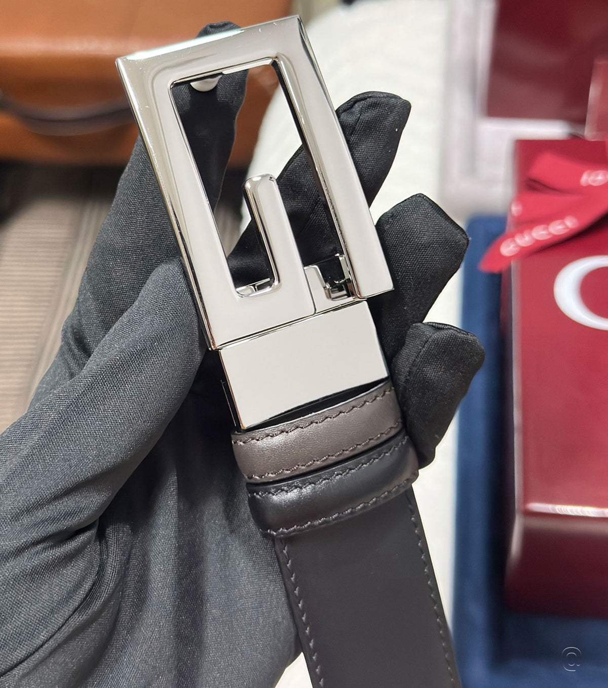 Belt with Square G buckle