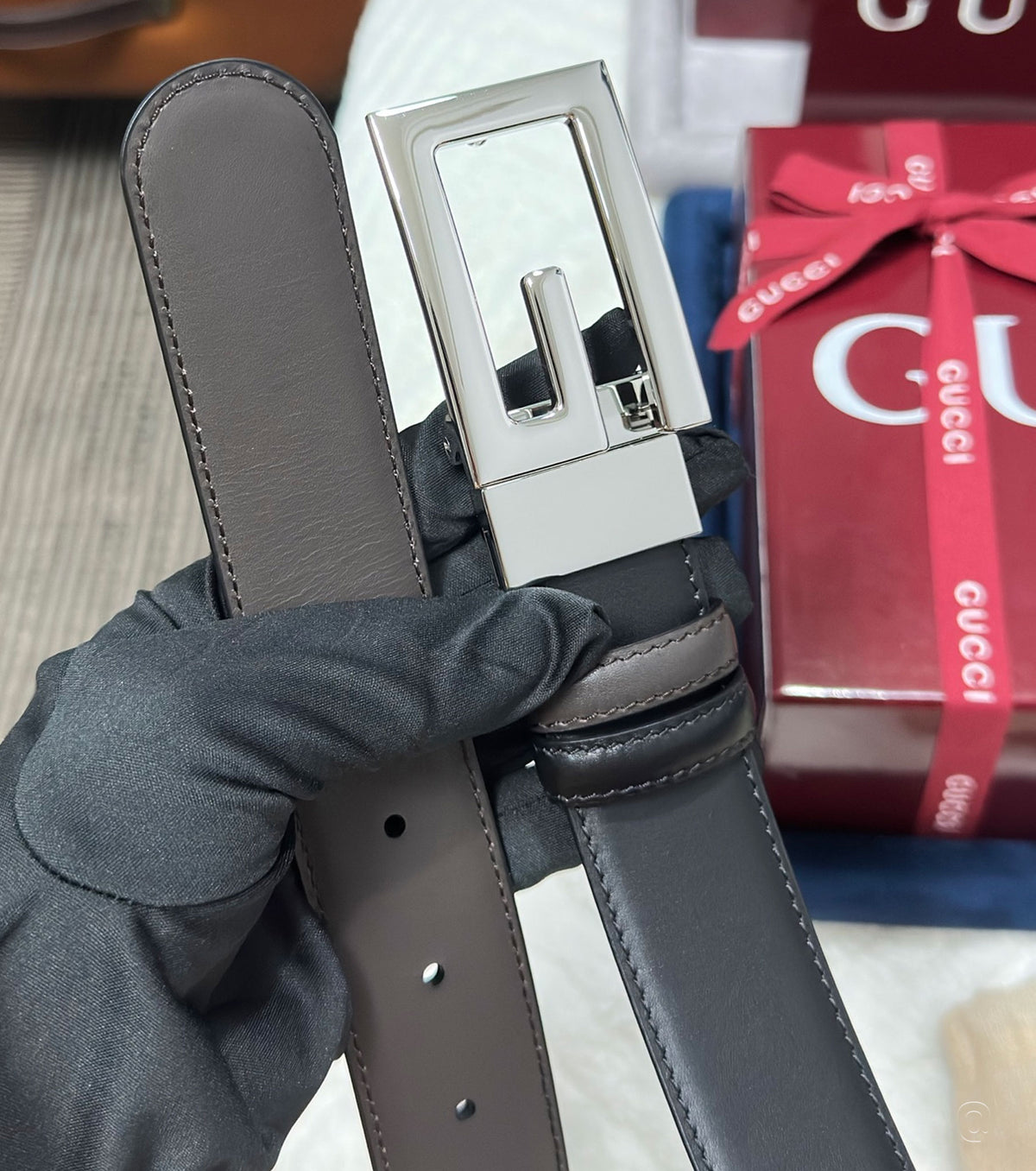 Belt with Square G buckle