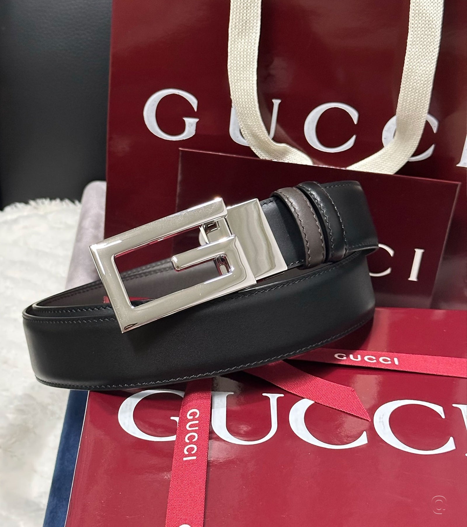 Belt with Square G buckle