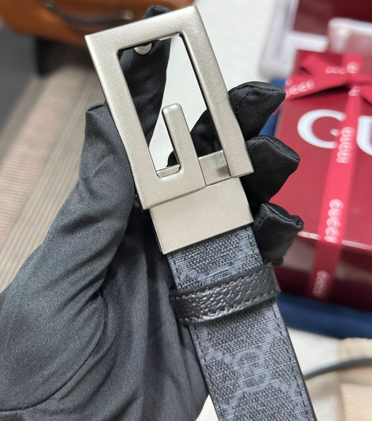 Belt with Square G buckle