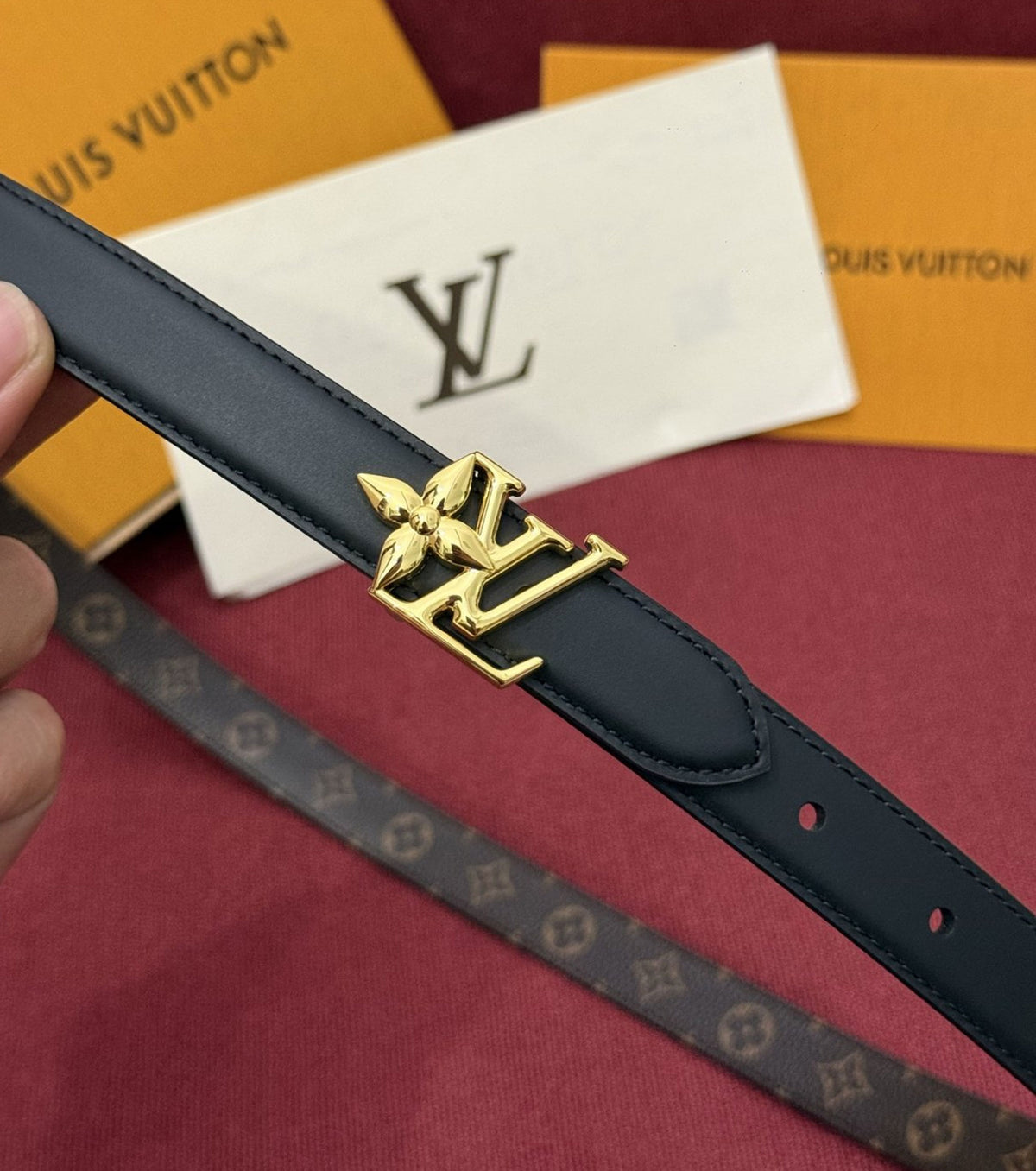 Reversible Monogram Leather Belt