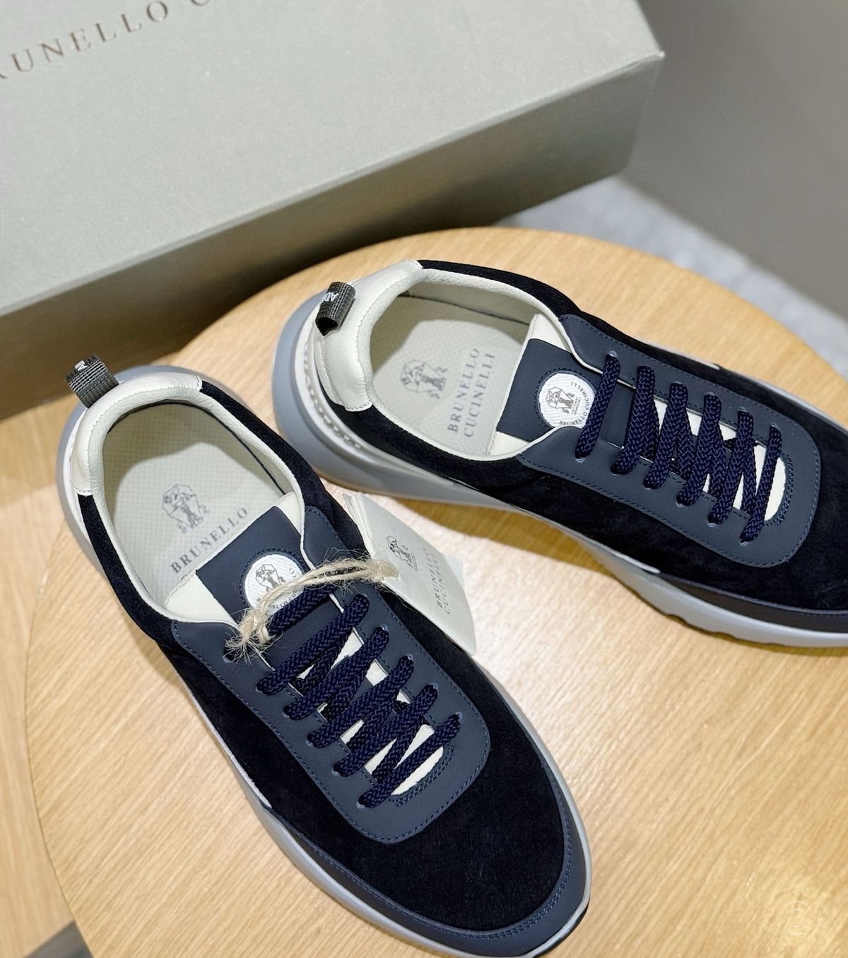 Leather-trimmed suede sneakers