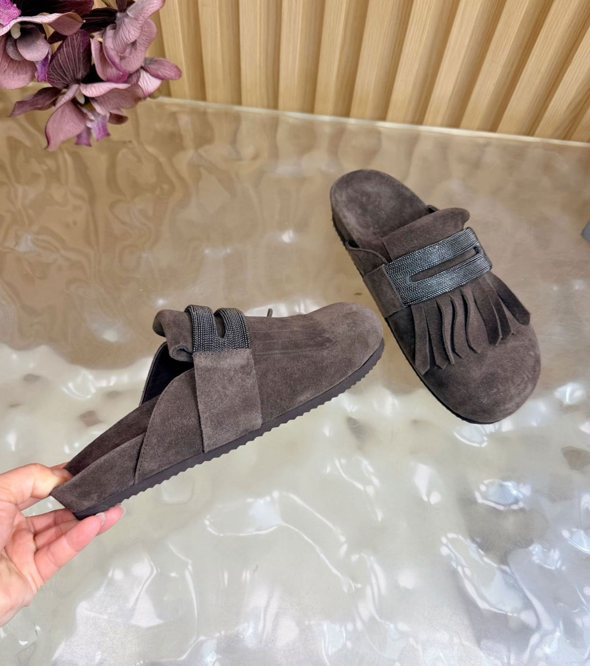 Fringed Suede Loafers