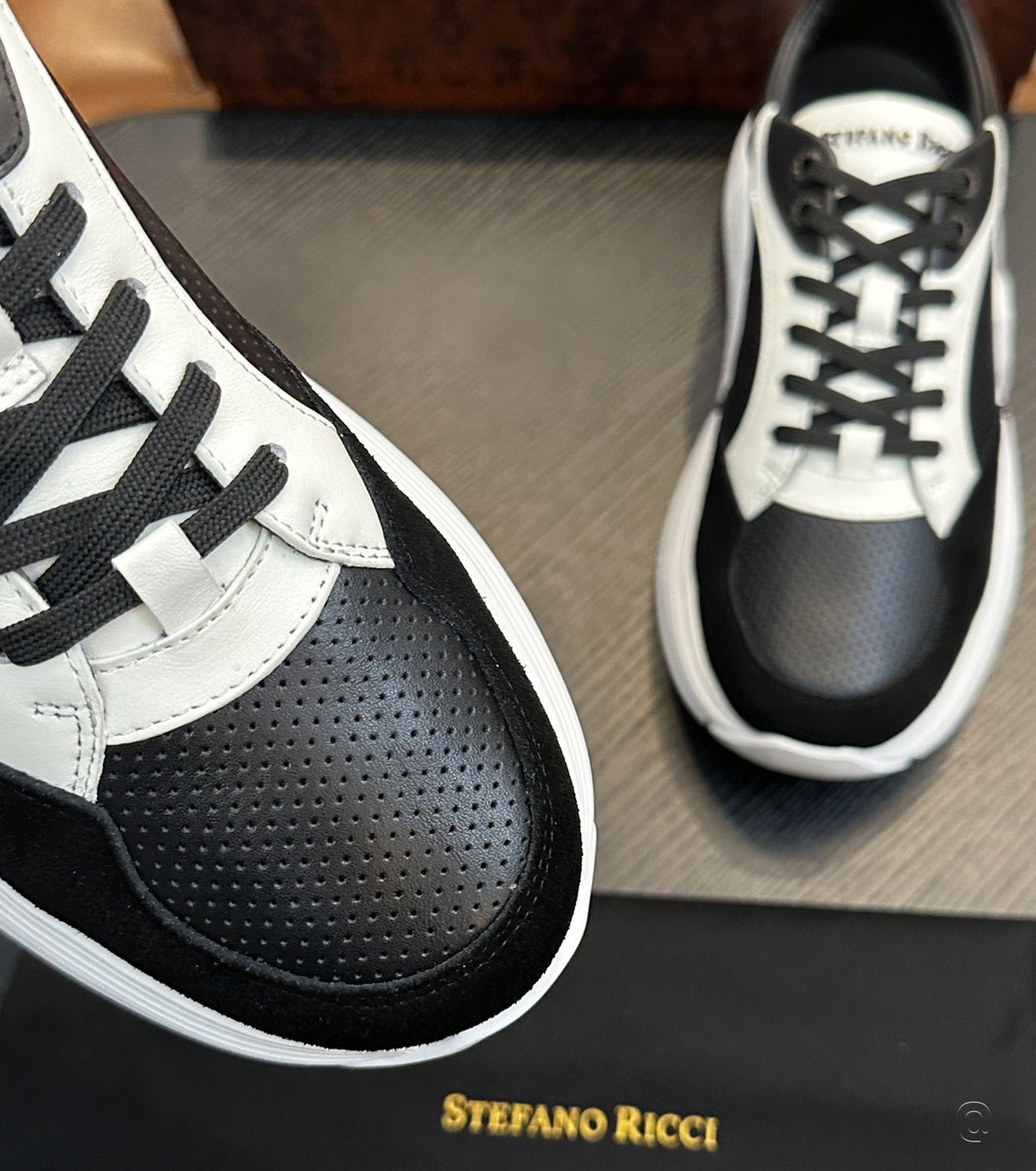 SUEDE AND CALFSKIN LEATHER SNEAKERS