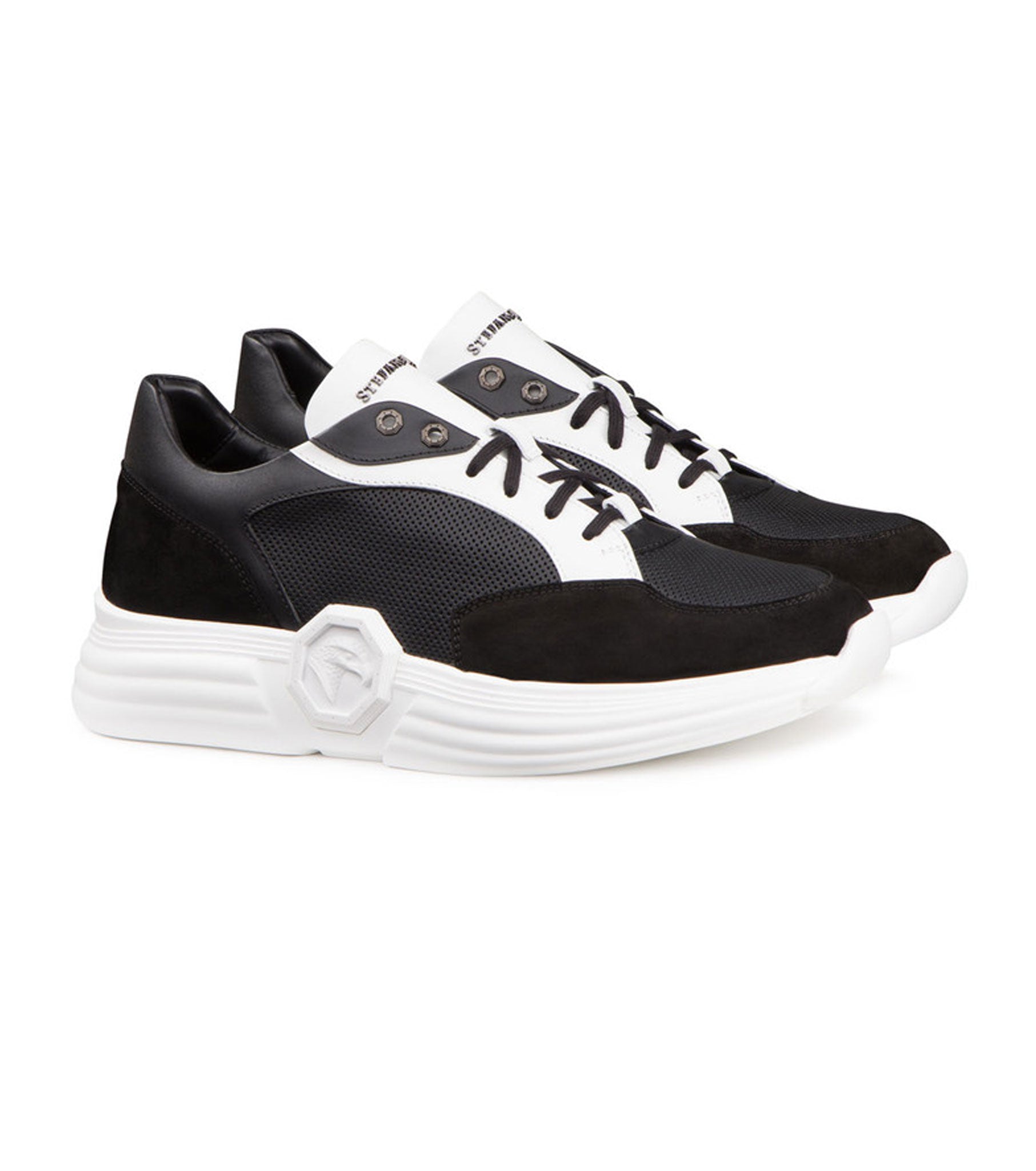 SUEDE AND CALFSKIN LEATHER SNEAKERS