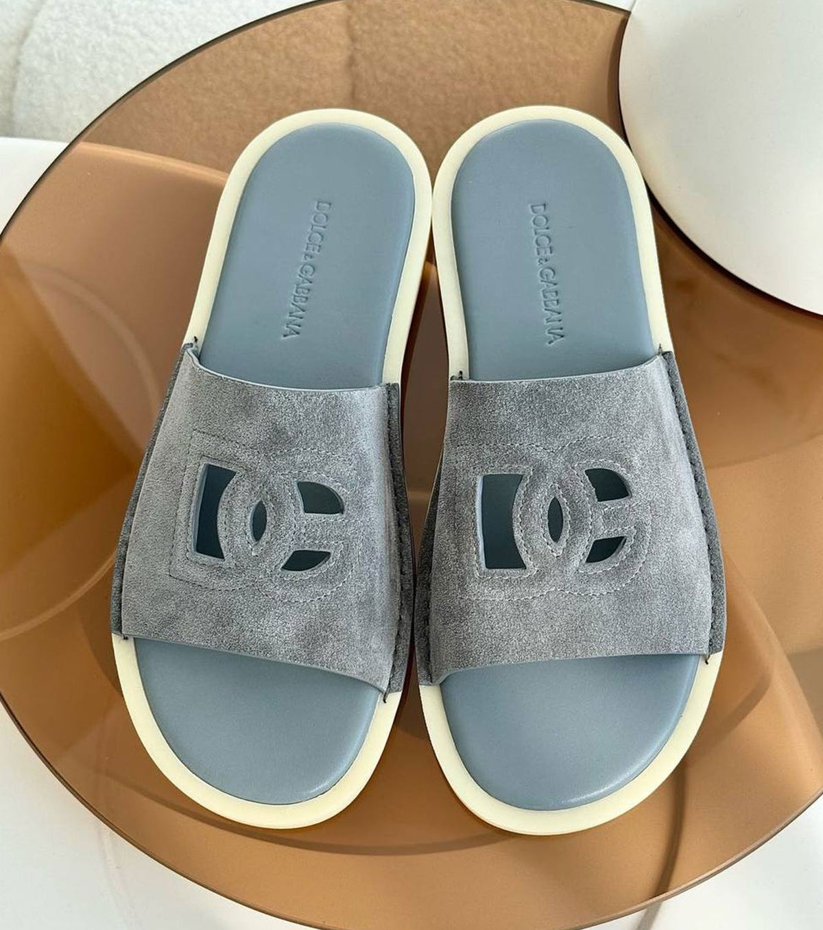 Suede sliders