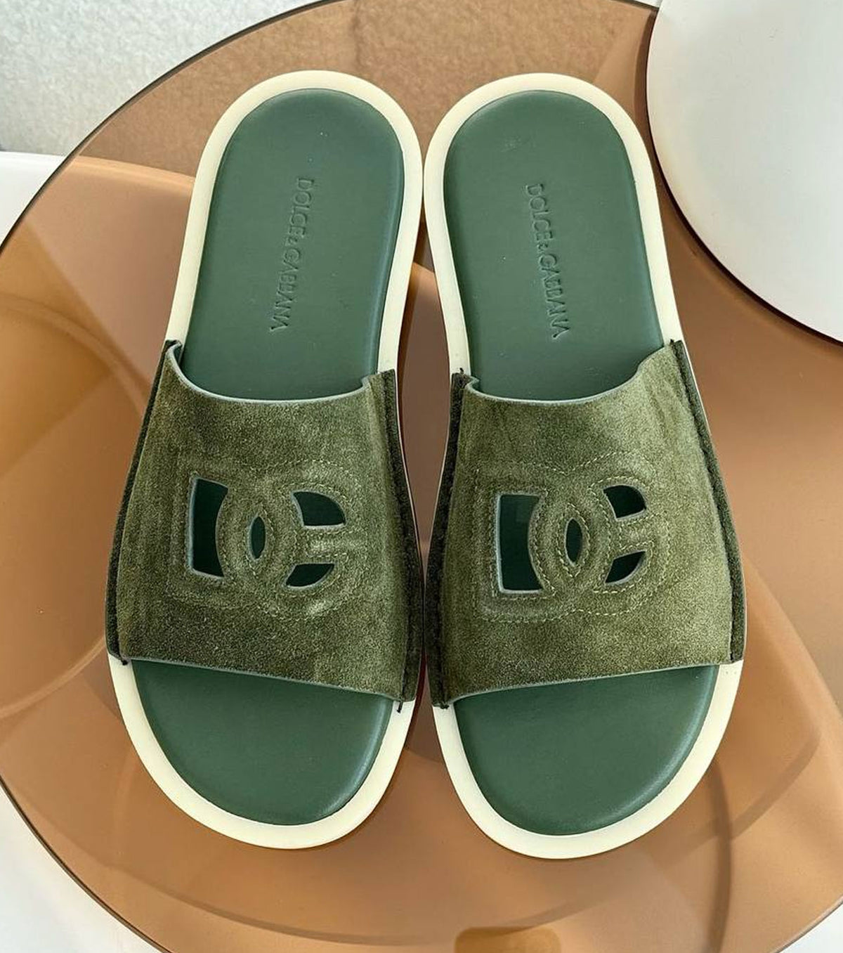 Suede sliders
