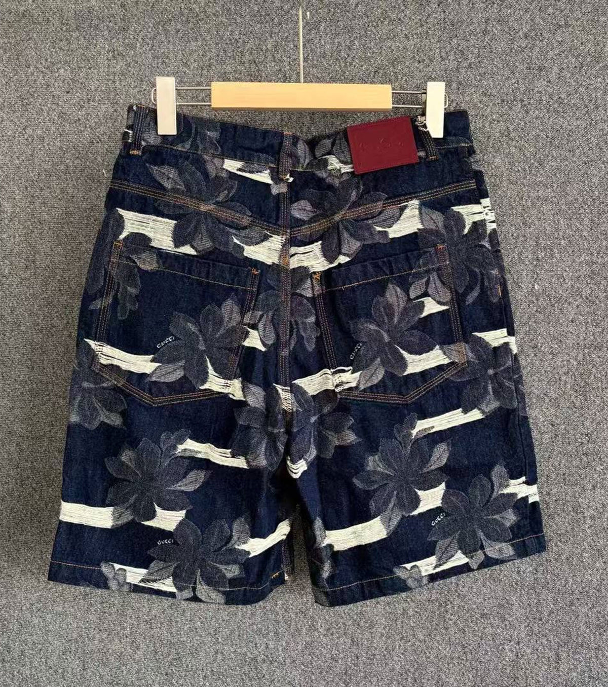 Denim jacquard trousers