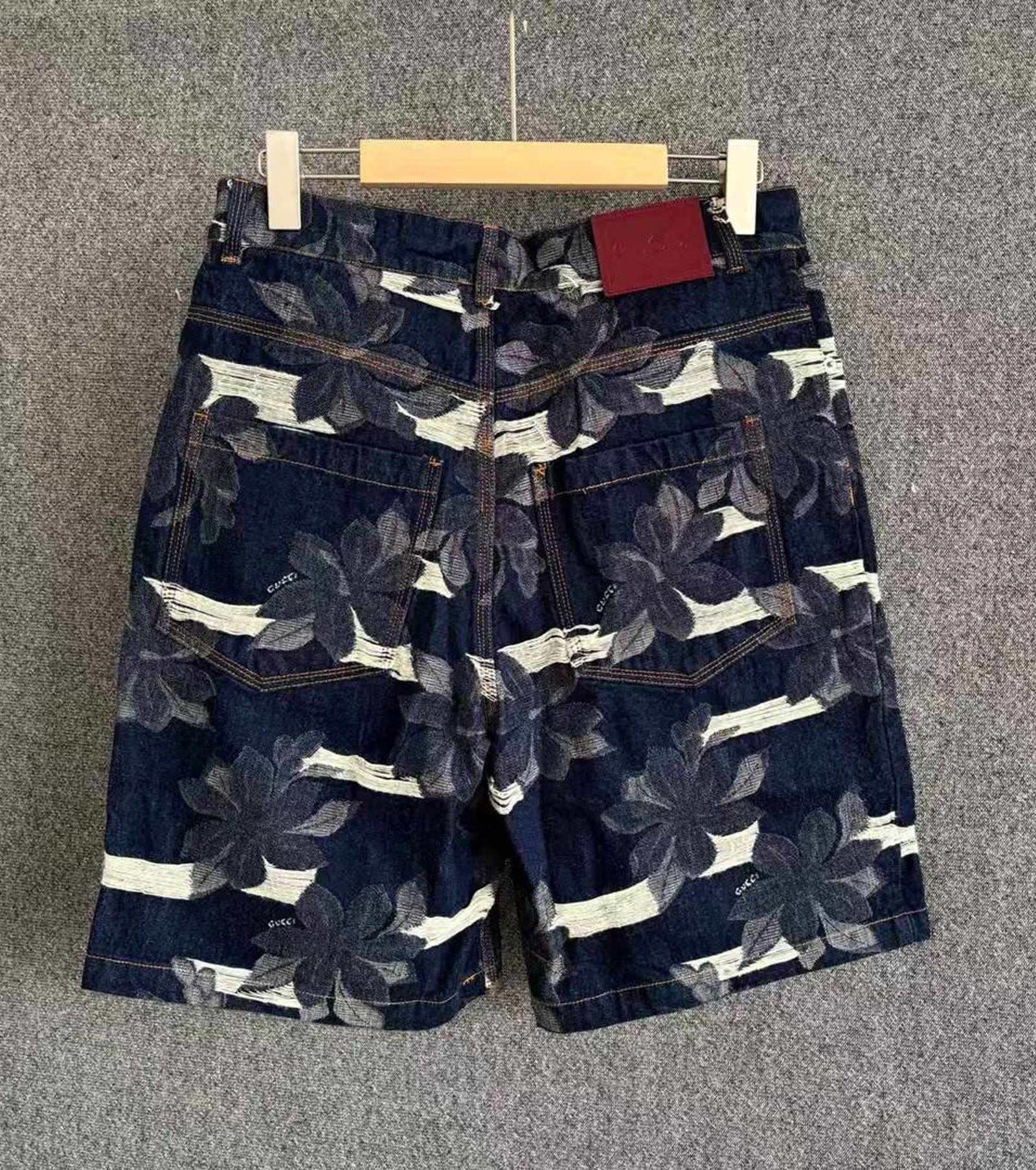 Denim jacquard trousers