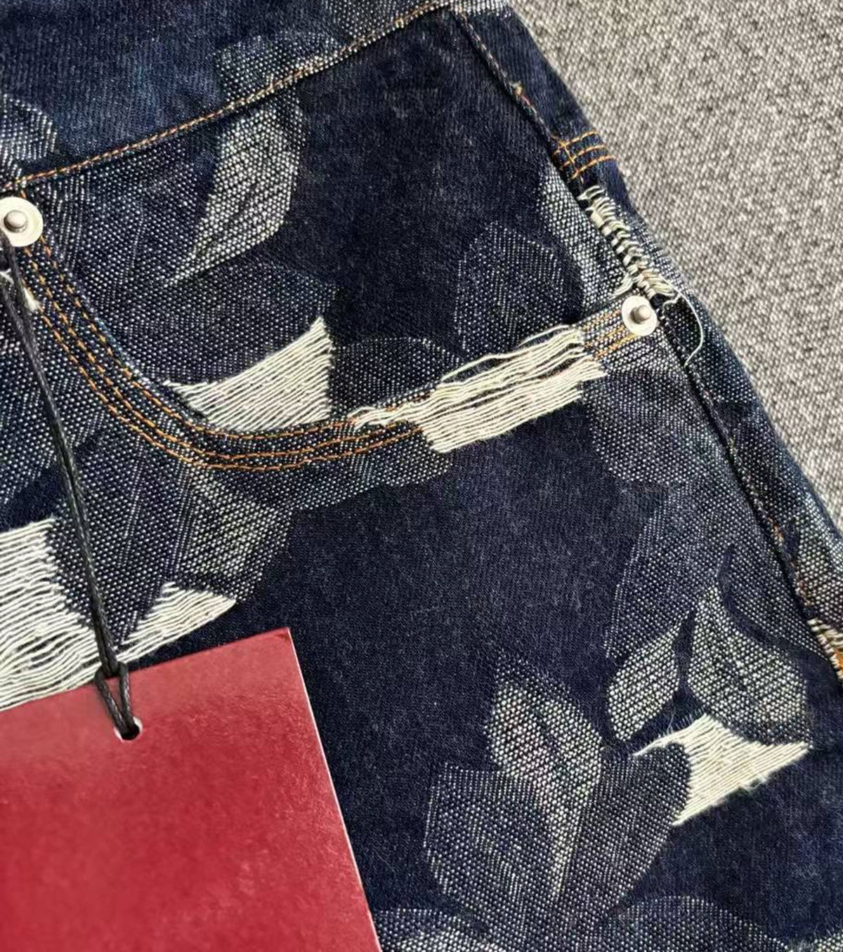 Denim jacquard trousers