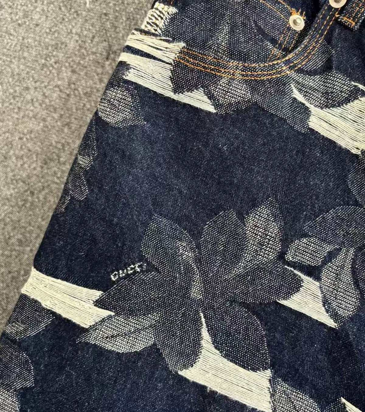 Denim jacquard trousers
