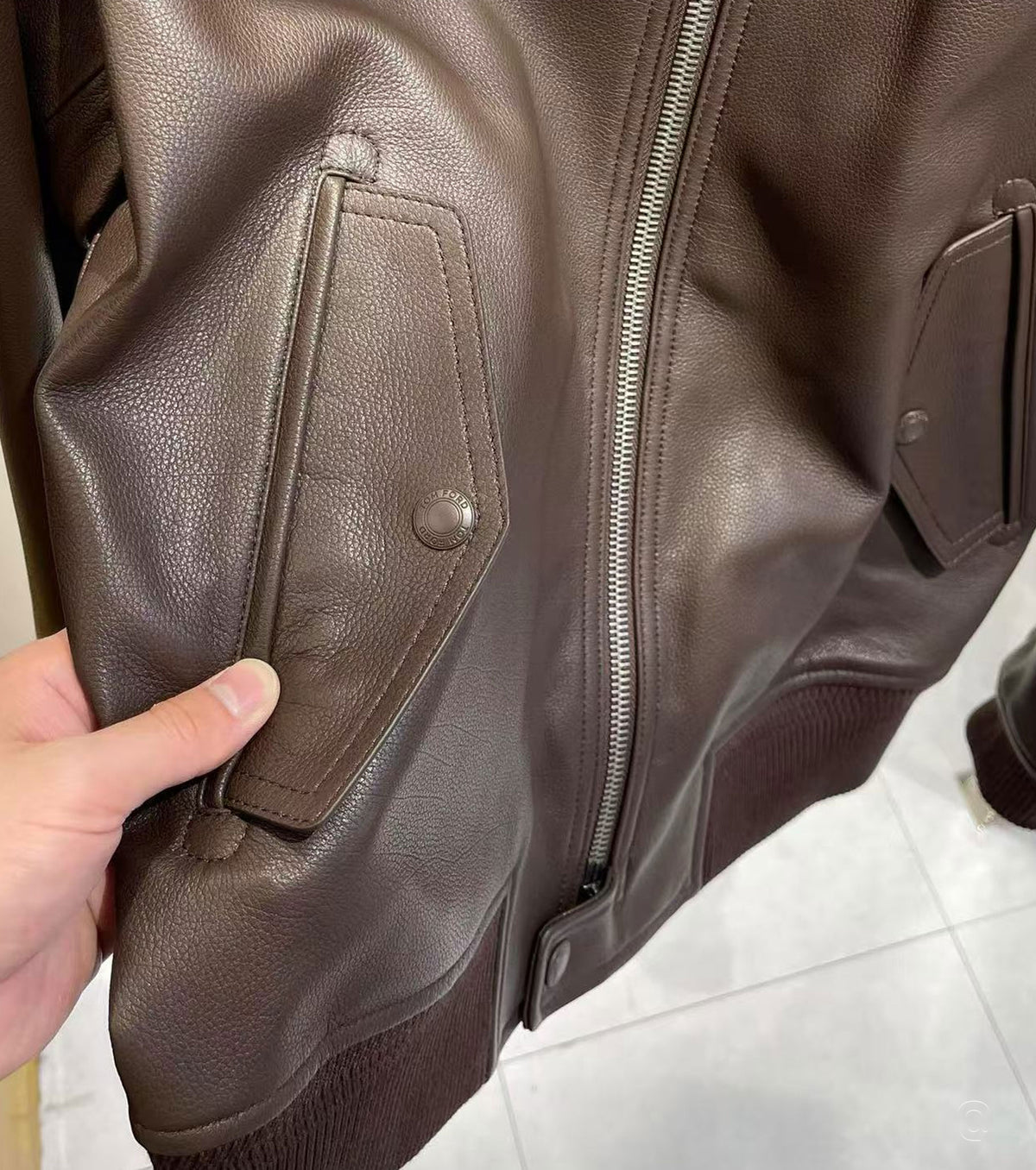 Мъжки бомбър естествена кожа