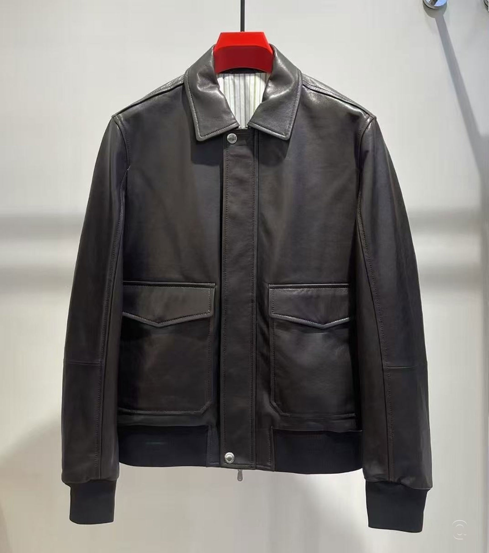 Мъжки бомбър естествена кожа