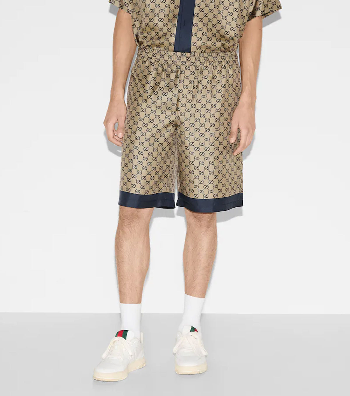 Printed Silk Twill Shorts