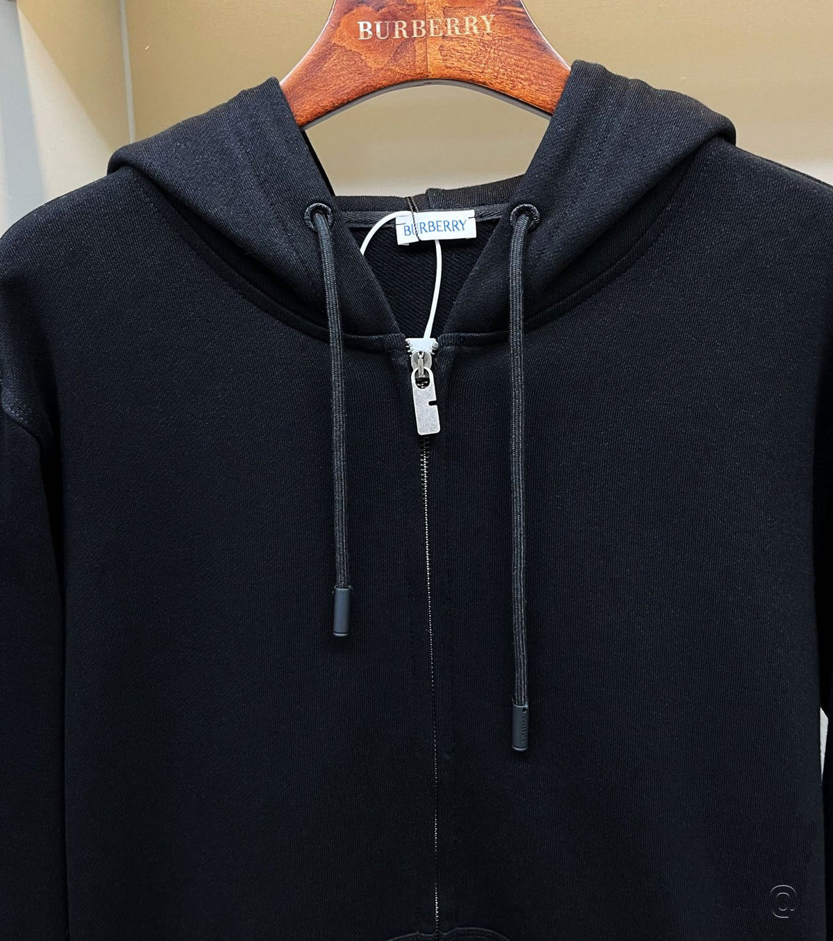 Check Label Cotton Zip Hoodie