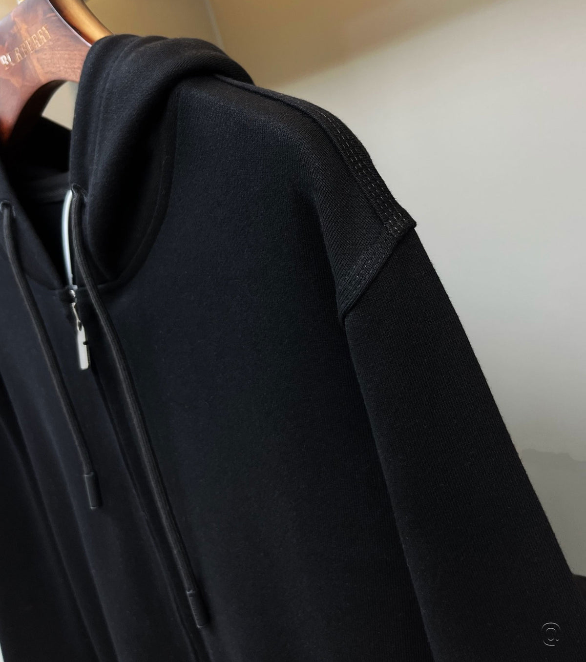 Check Label Cotton Zip Hoodie