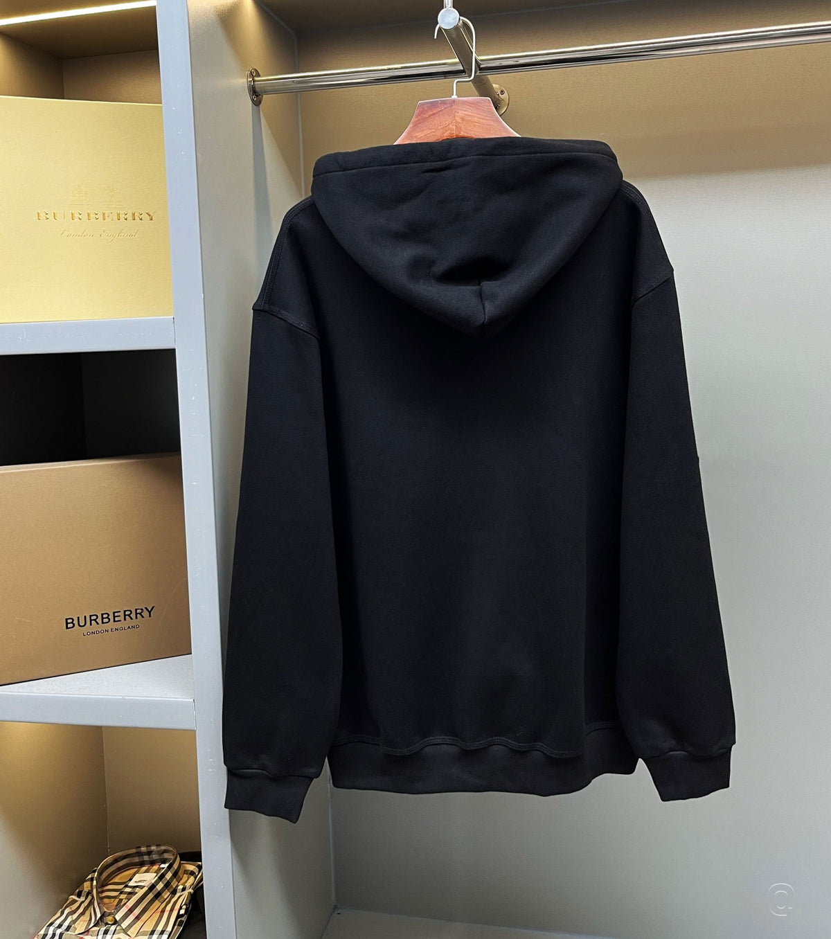 Check Label Cotton Zip Hoodie