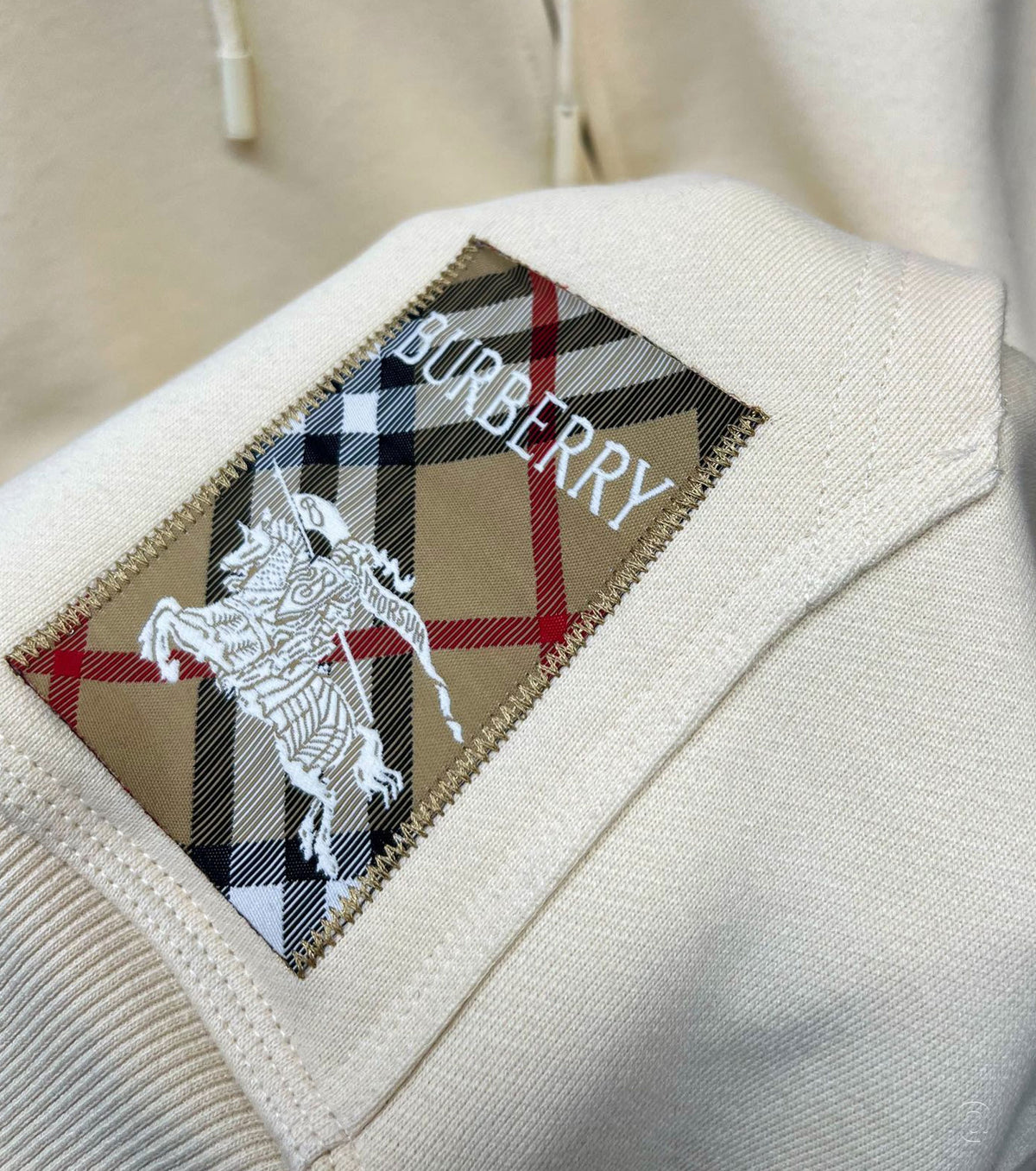 Check Label Cotton Zip Hoodie