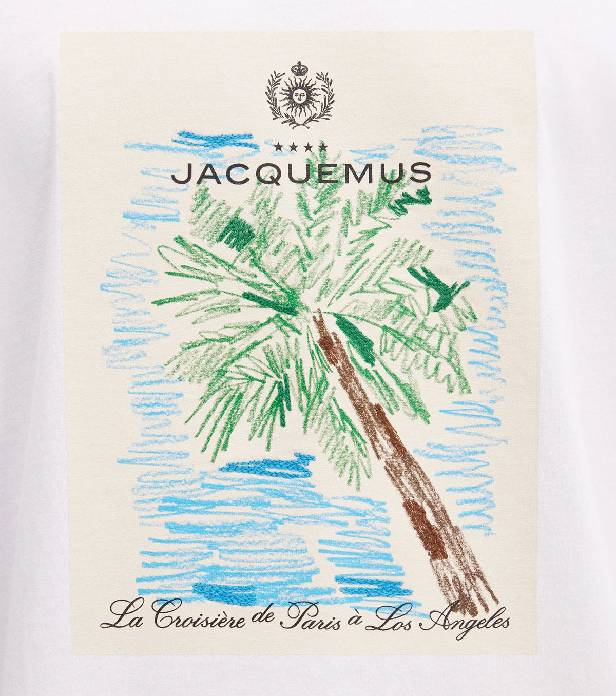 Detail of print from White cotton t-shirt with logo and print - Fashion Dose