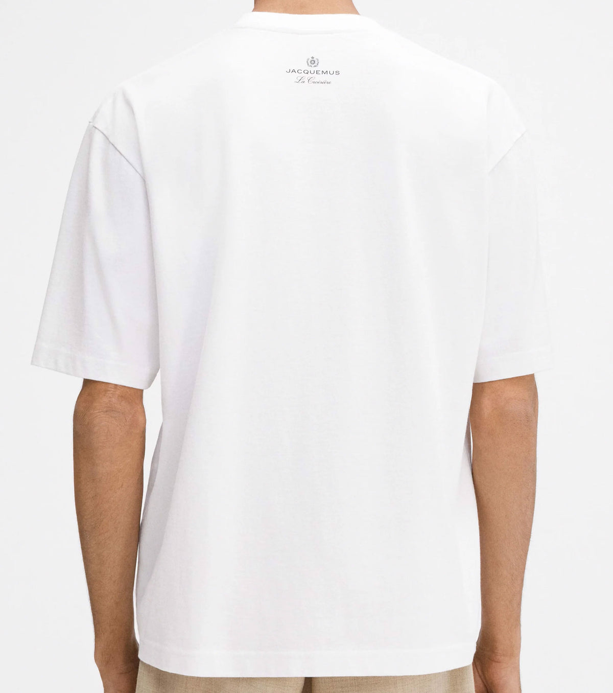 Back of model wear White cotton t-shirt with logo and print - Fashion Dose