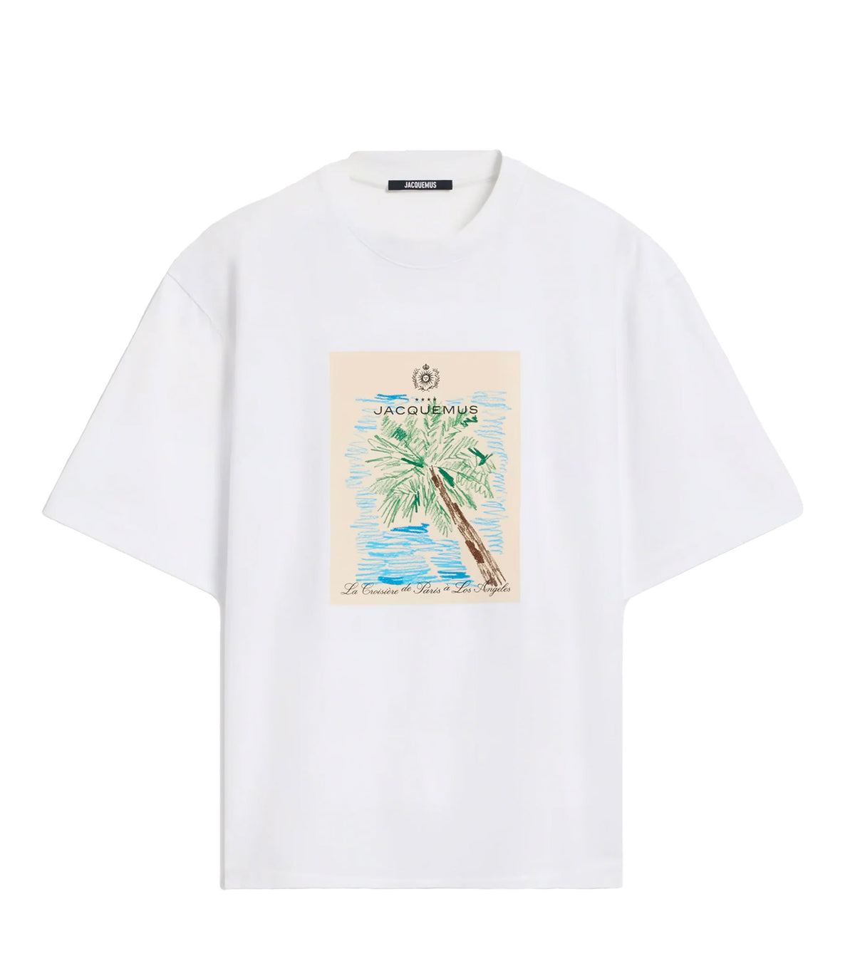 White cotton t-shirt with logo and print - Fashion Dose