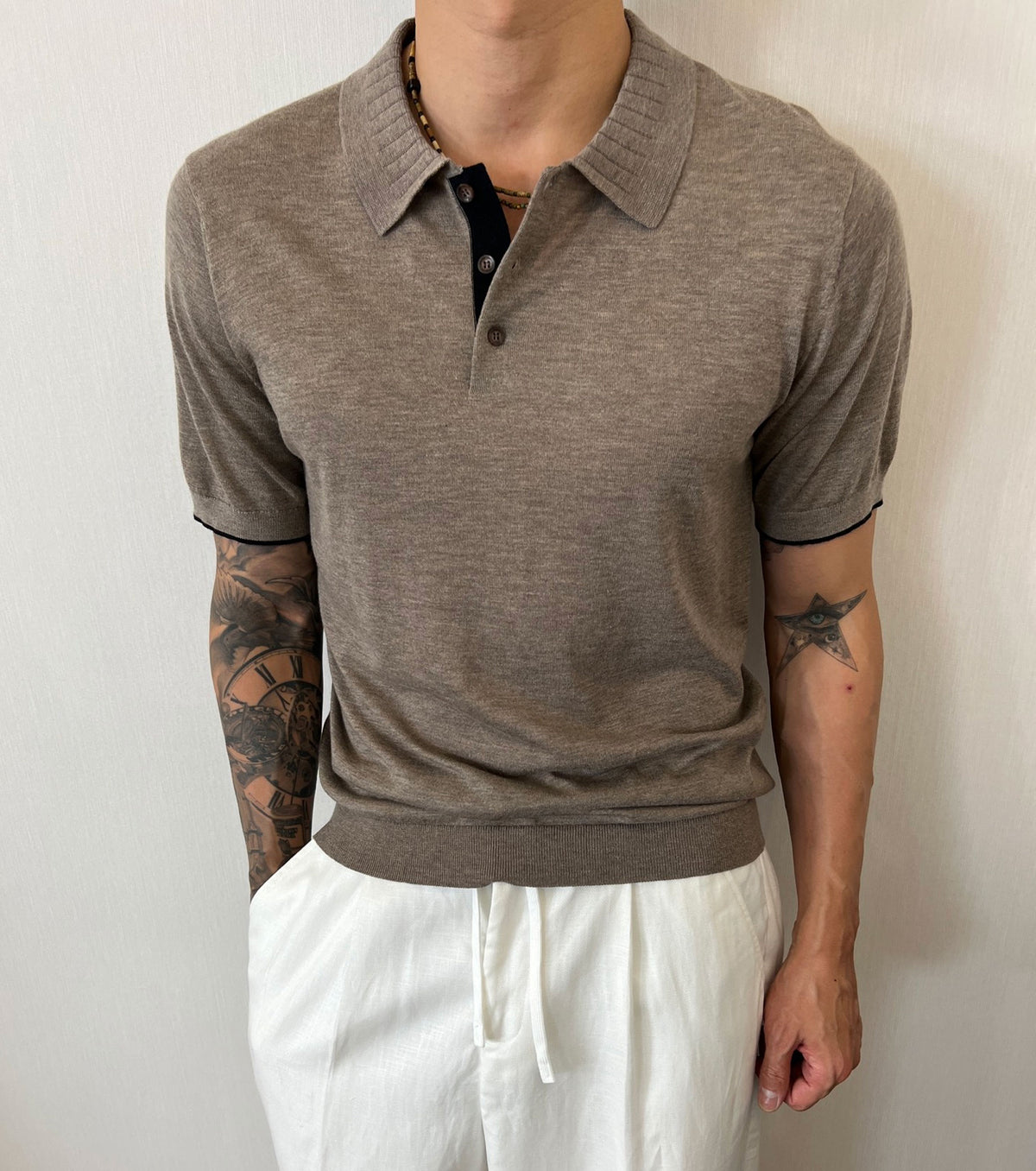 Men fine knitted T-shirt