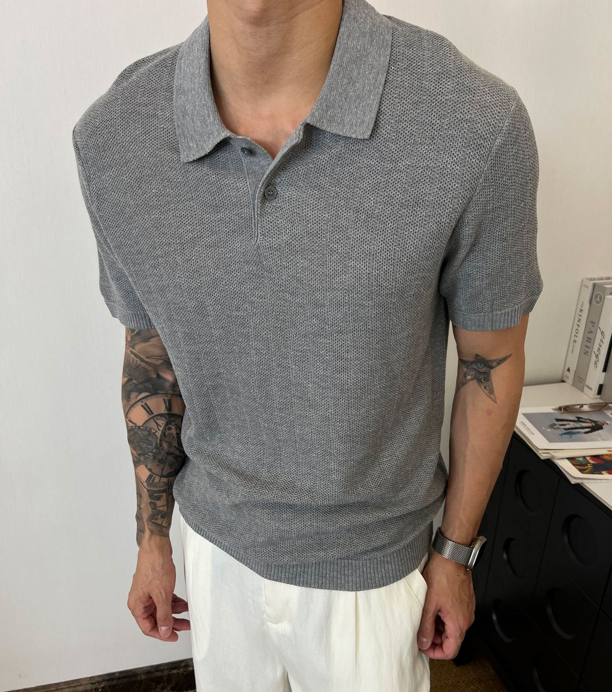 Мъжка плетена поло тениска