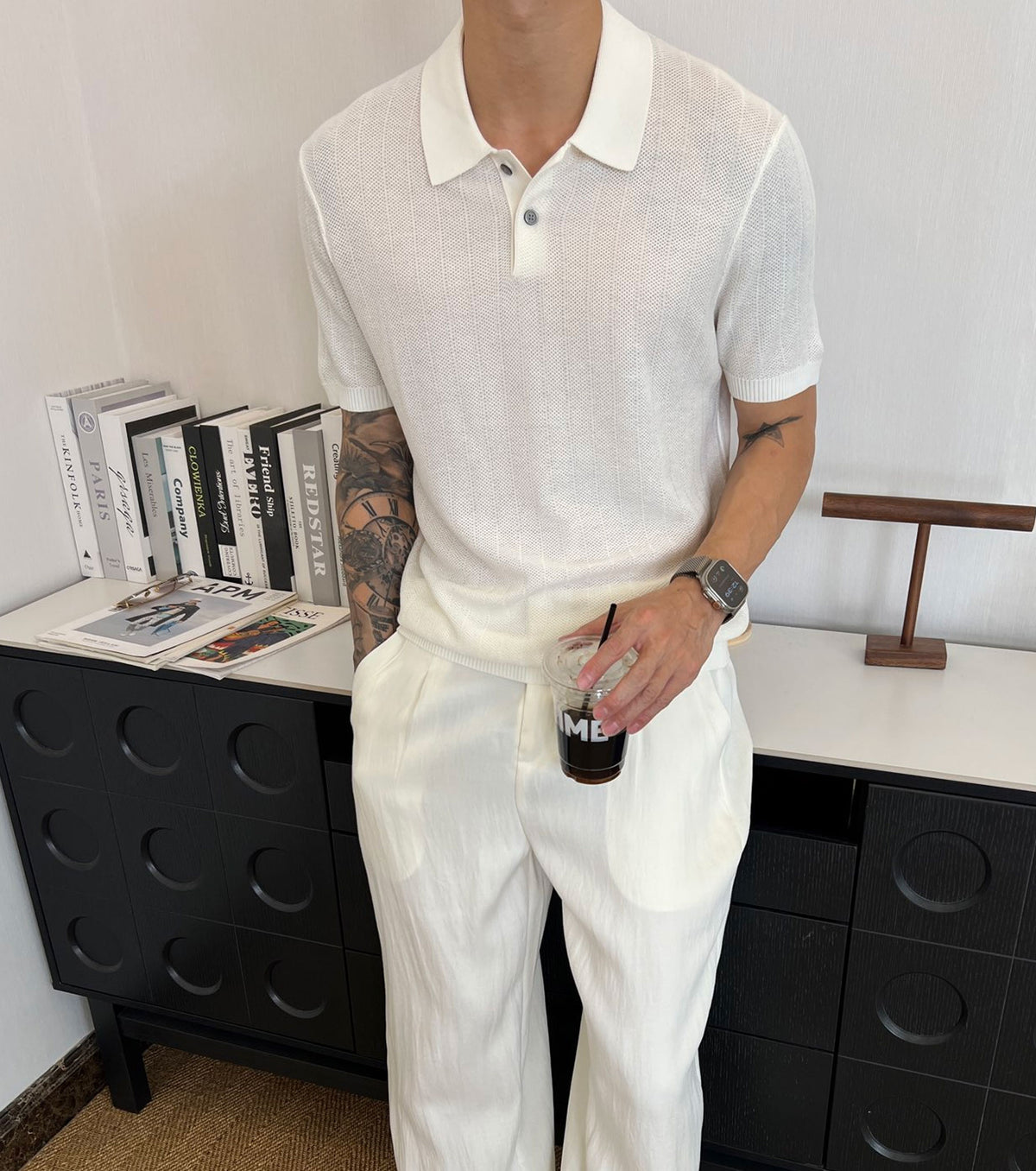 Мъжка плетена поло тениска